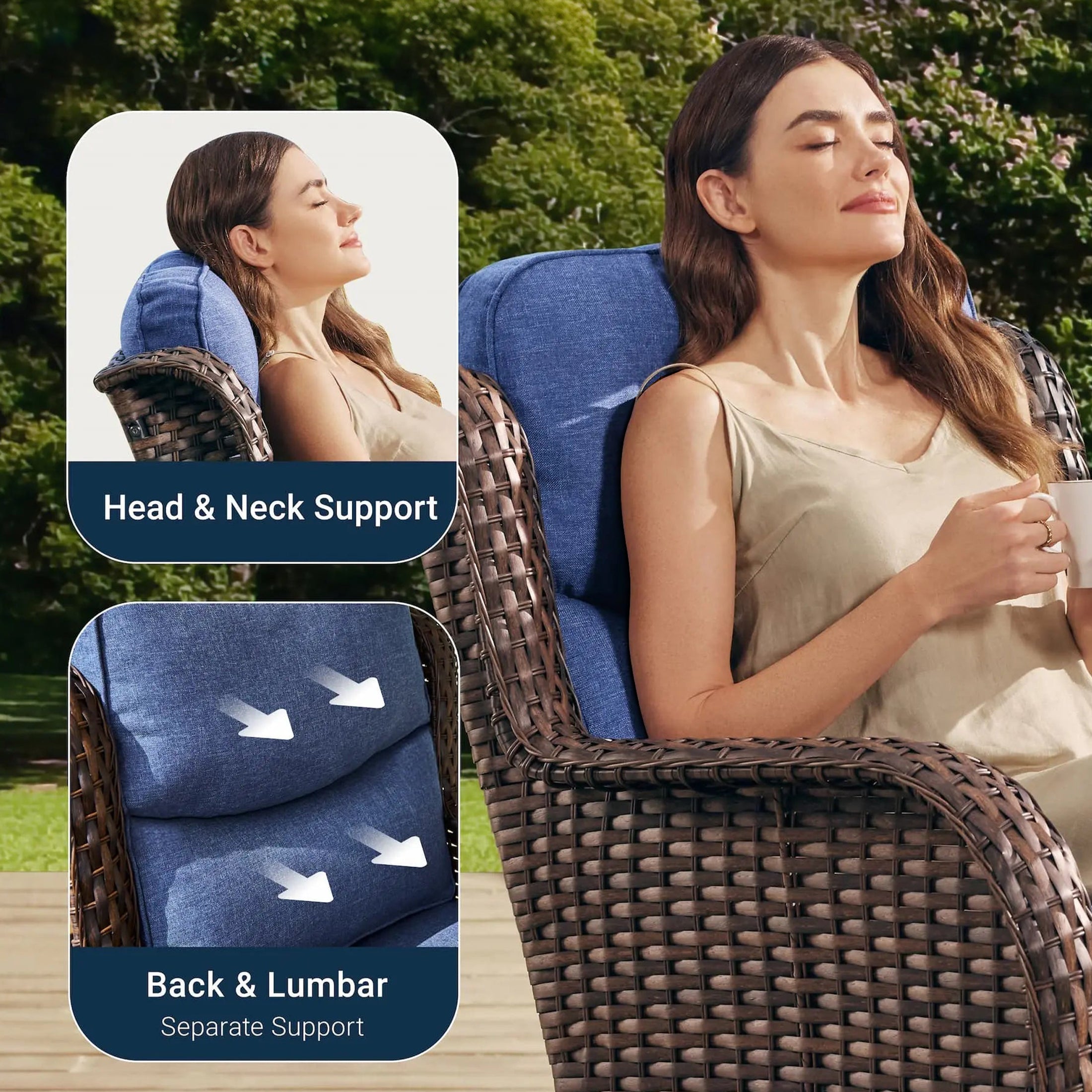 Hawthorne 3 Piece Outdoor Wicker 360° Swivel Conversation Set With Cushions & Side Table For Porch