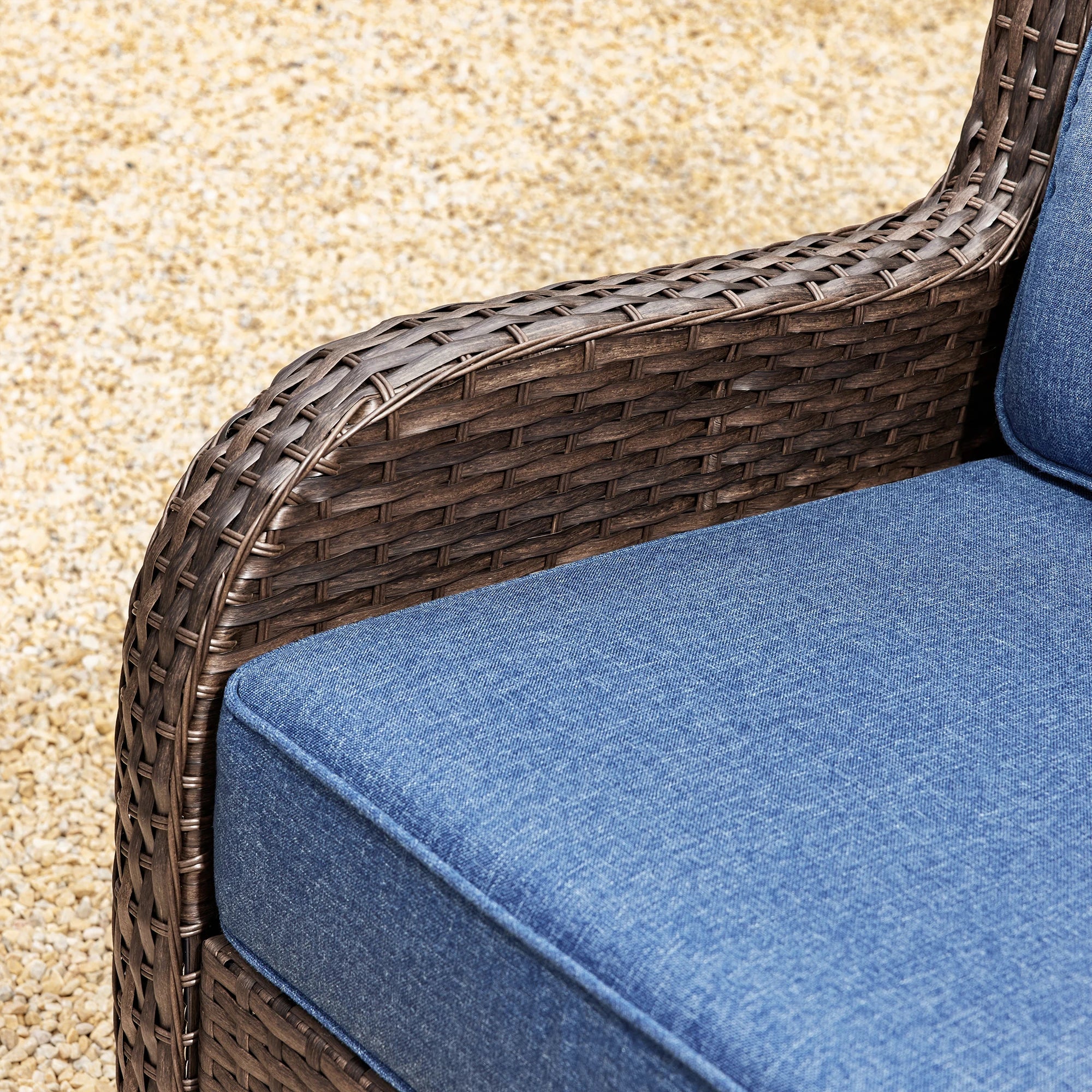 Hawthorne 3 Piece Outdoor Wicker 360° Swivel Conversation Set With Cushions & Side Table For Porch