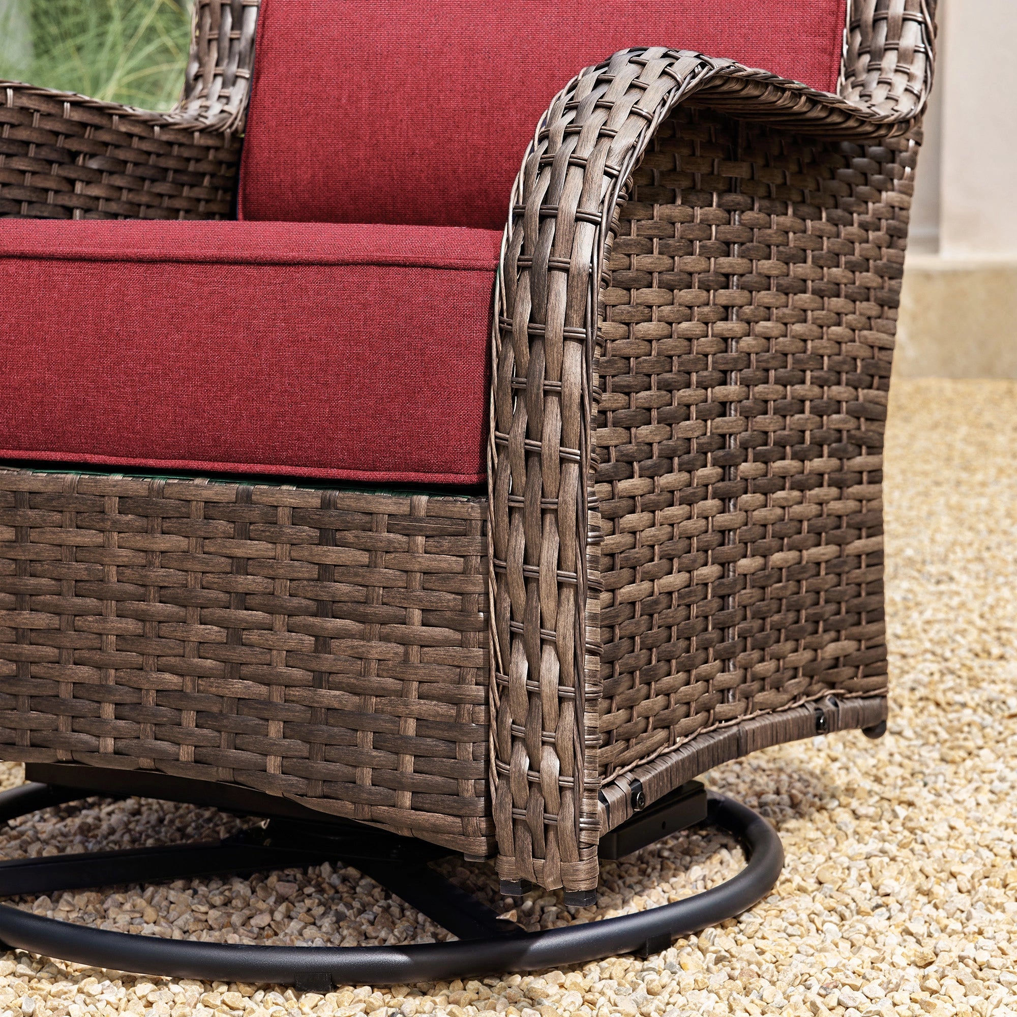 Hawthorne 3 Piece Outdoor Wicker 360° Swivel Conversation Set With Cushions & Side Table For Porch