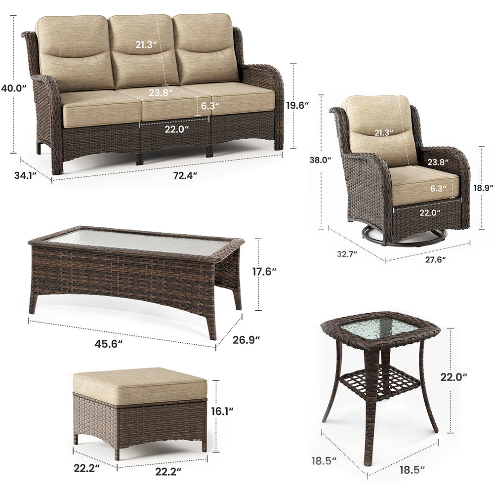 Hawthorne 9 Piece All Weather Outdoor Wicker Furniture Set With Removable Black Covers