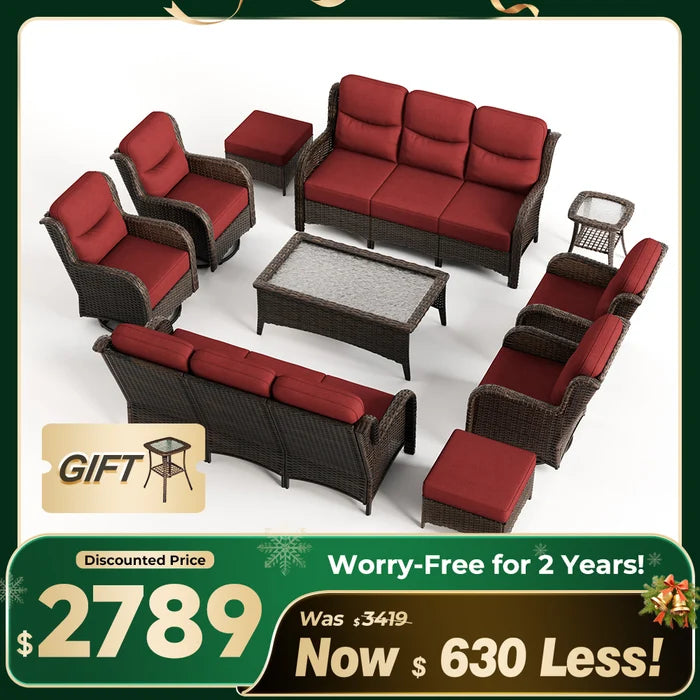 Hawthorne 8 Pieces All Weather Outdoor Wicker Sofa Set with Tables and Cushions for Backyard