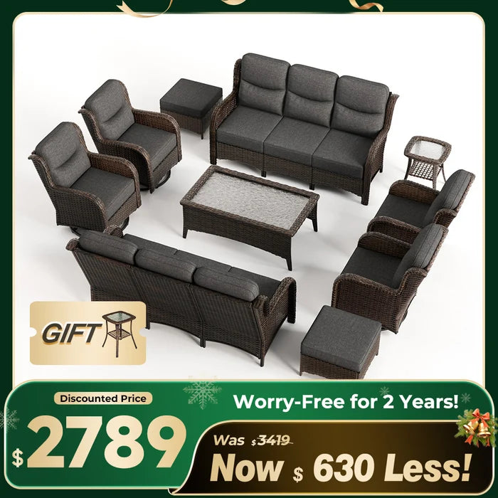 Hawthorne 8 Pieces All Weather Outdoor Wicker Sofa Set with Tables and Cushions for Backyard