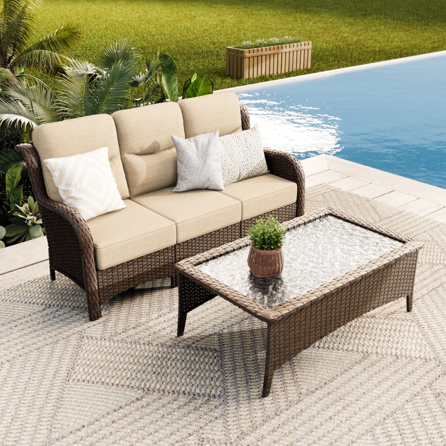 Hawthorne 3-piece Sofa With Table Sand