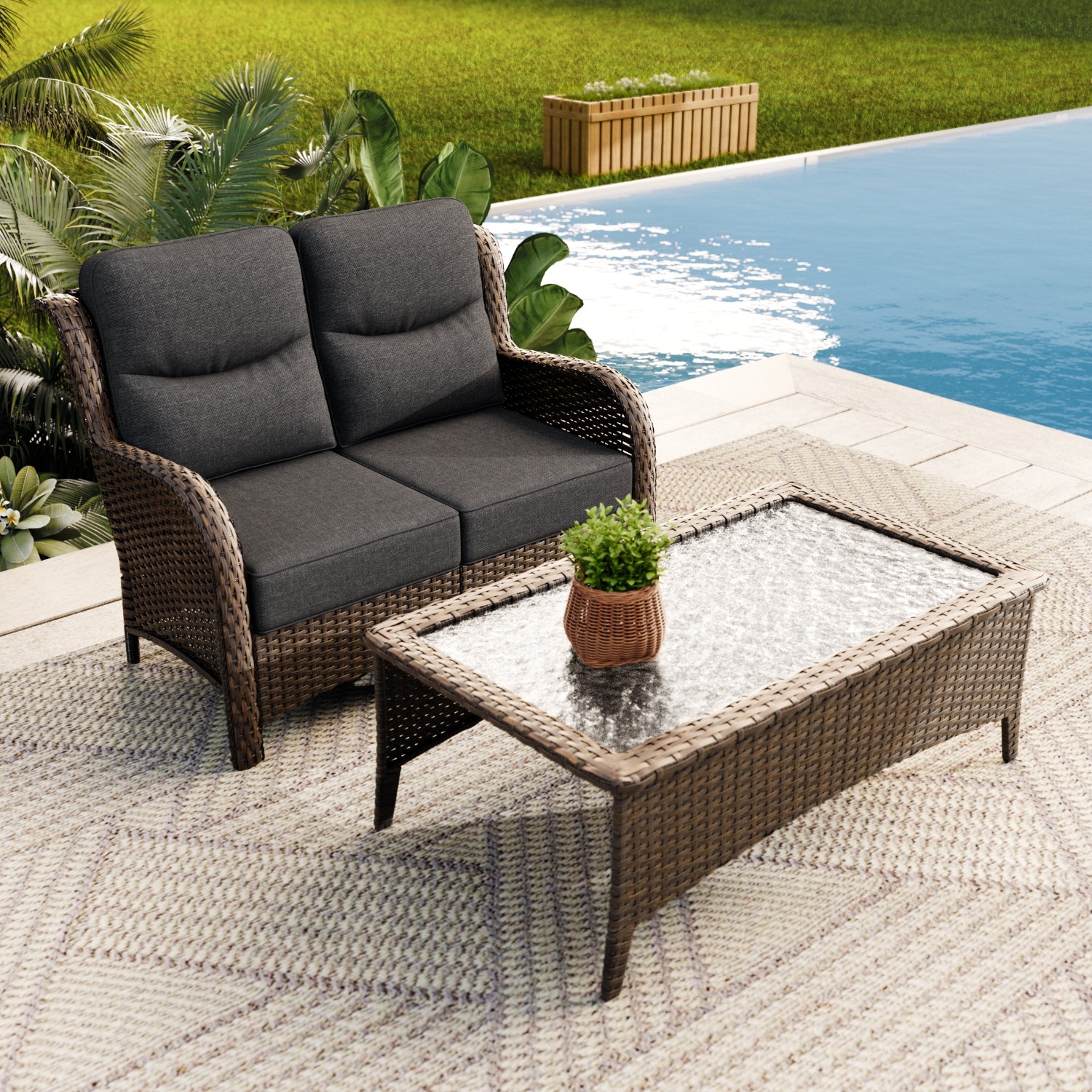 Hawthorne 2-Piece  Sofa With Table Gray