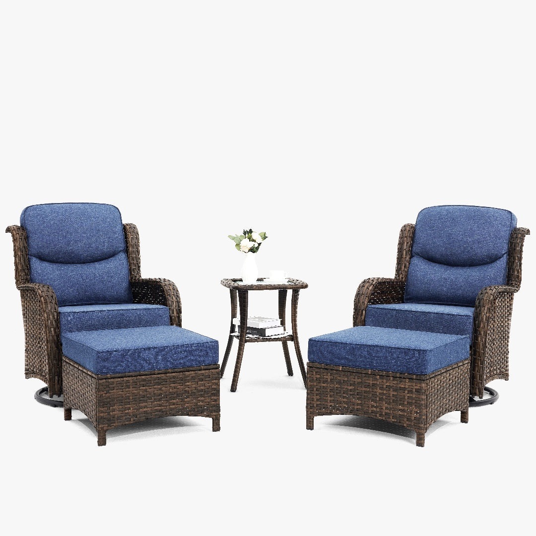 Hawthorne Swivel Glider Conversation Set  With Ottomans