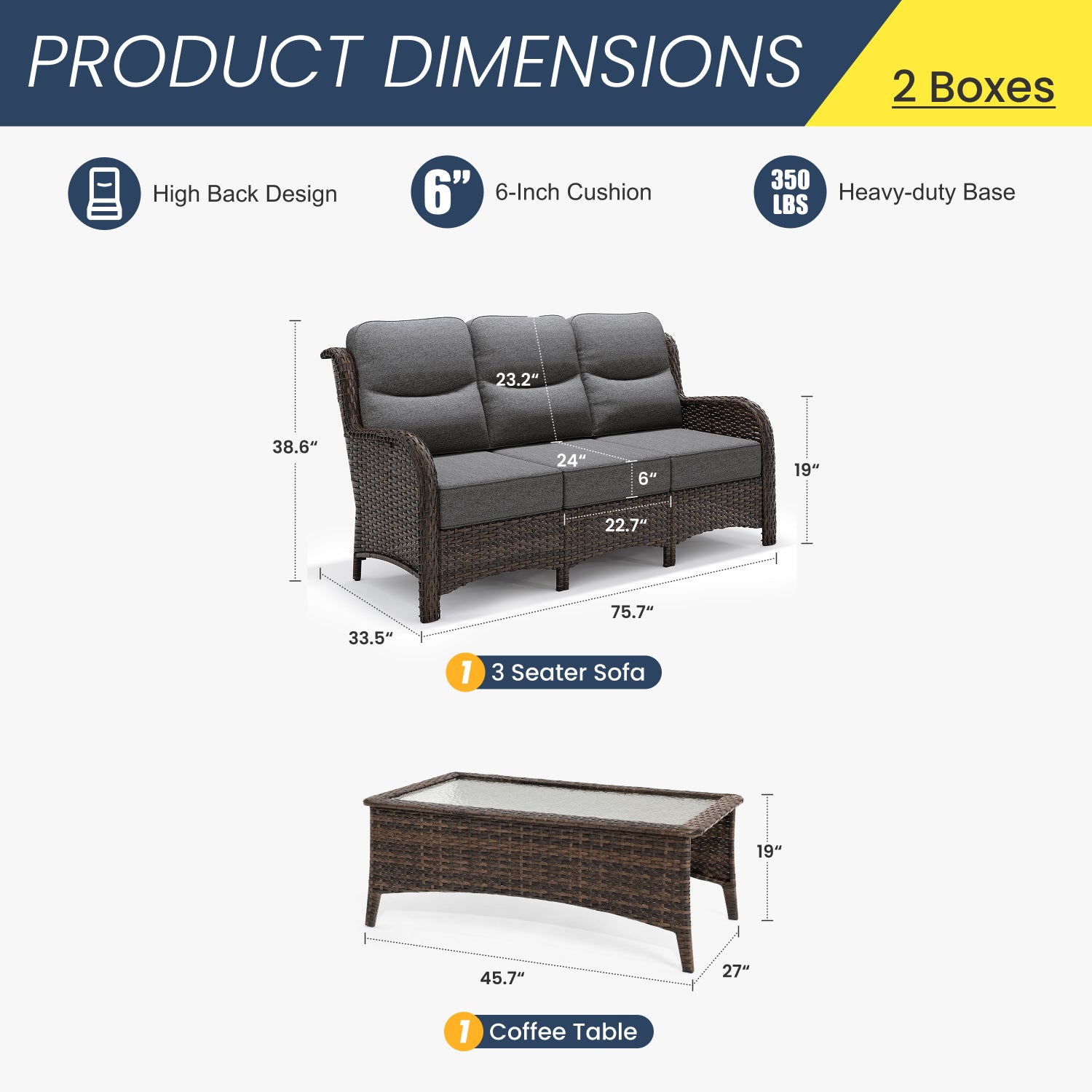 Hawthorne 3-piece Sofa With Table Gray