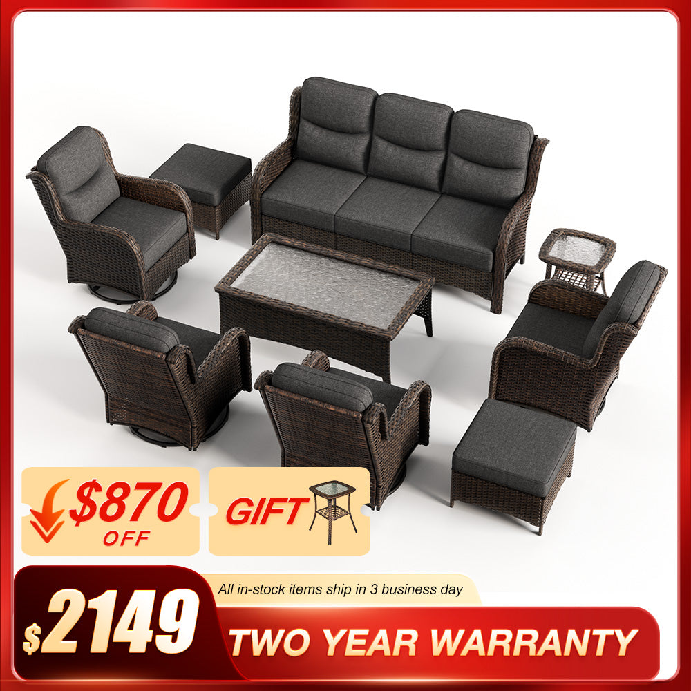 Hawthorne 9 Pieces Sofa Set With Tables