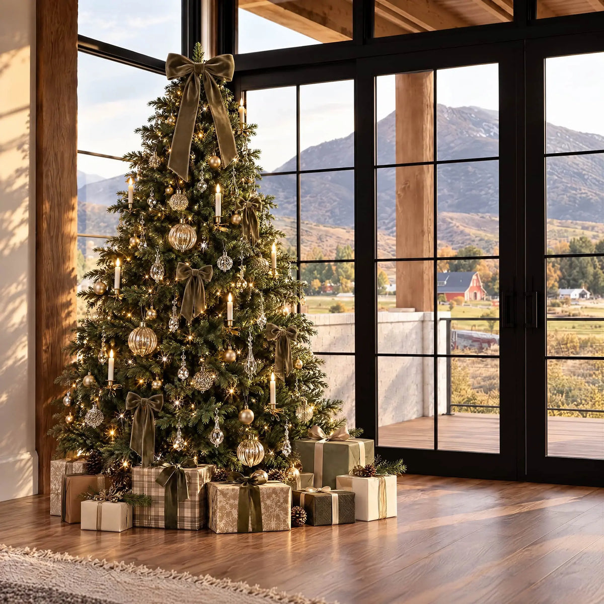 7.5 ft Pre-Lit Classic Noble Fir Christmas Tree Colored LED