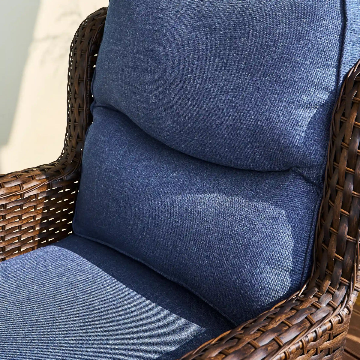 Hawthorne 3 Piece Outdoor Wicker 360° Swivel Conversation Set With Cushions & Side Table For Porch