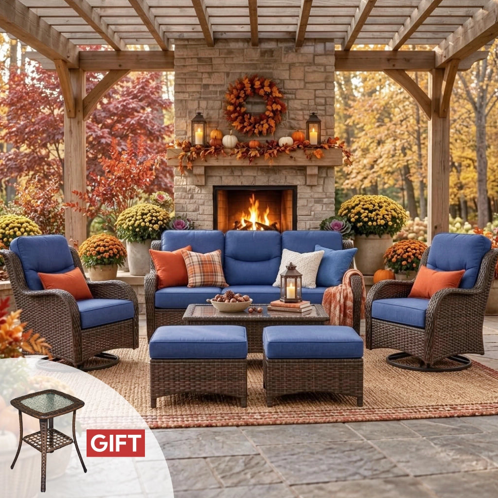 Hawthorne 6 Pieces Outdoor Wicker Sofa Set With Ergonomic backrest Design & Comfort Cushions
