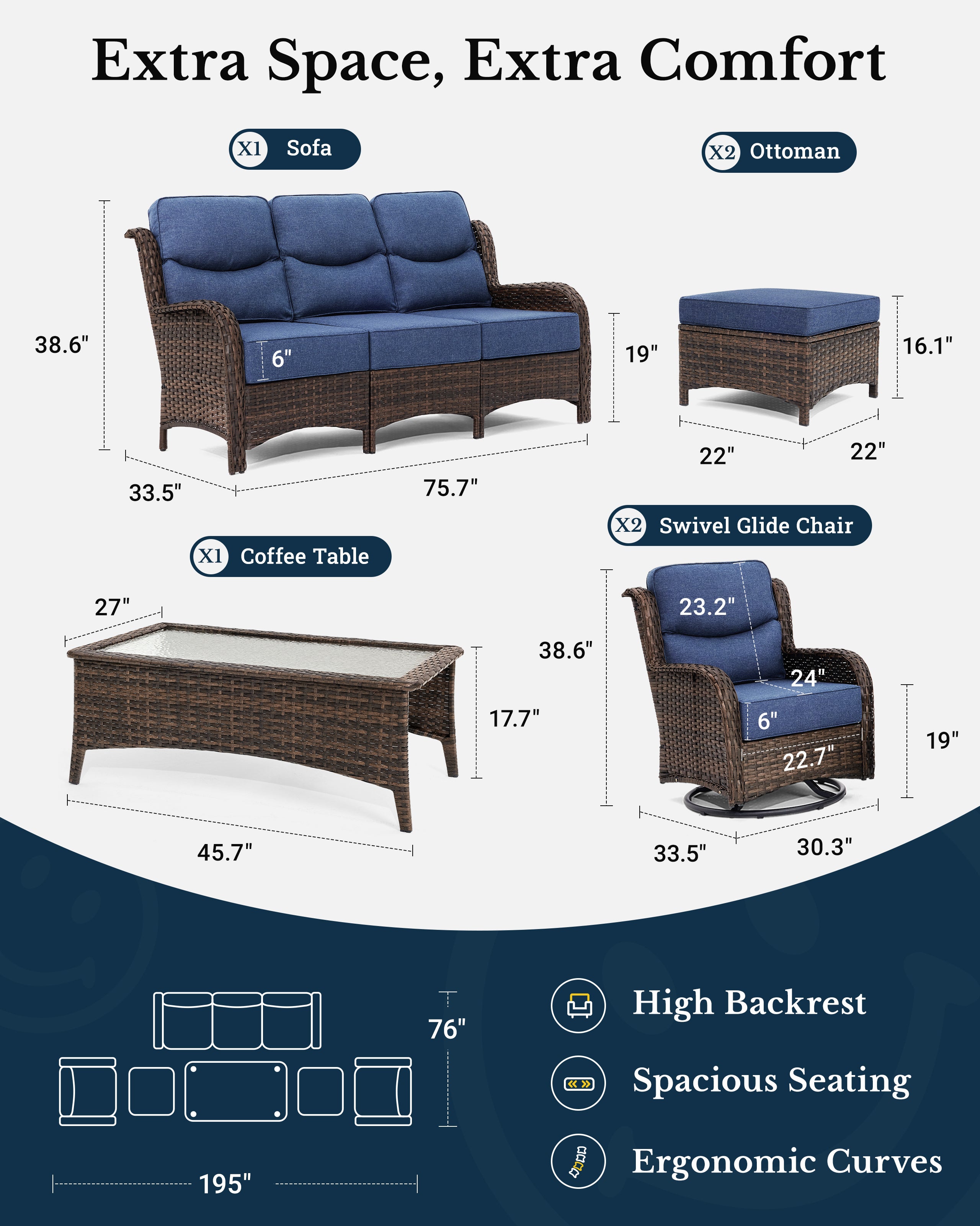 6 Pieces Sofa Set