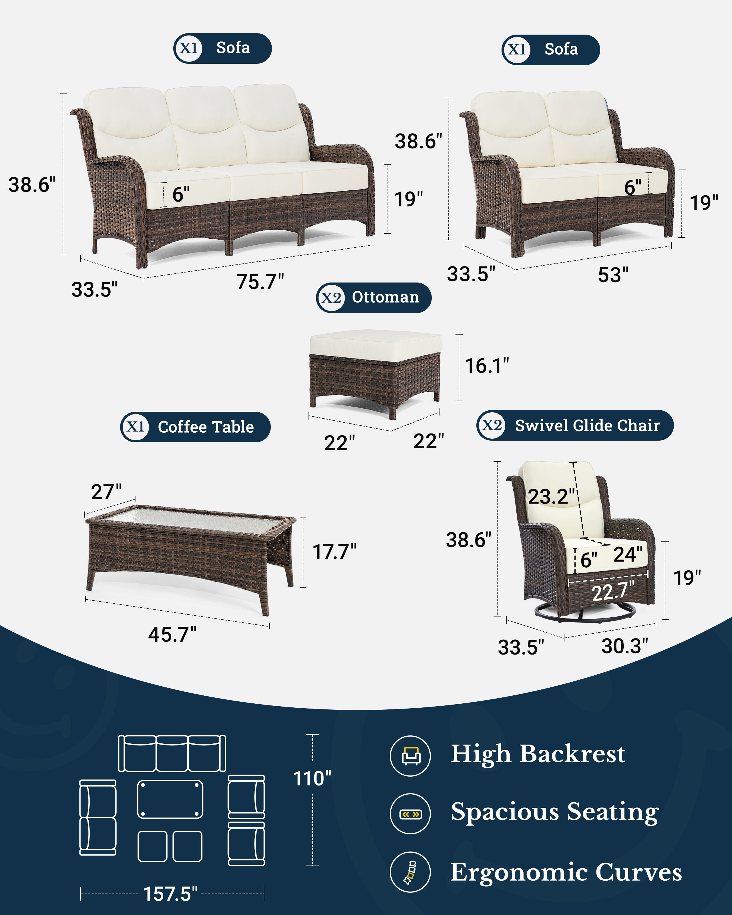 7 Pieces Sofa Set