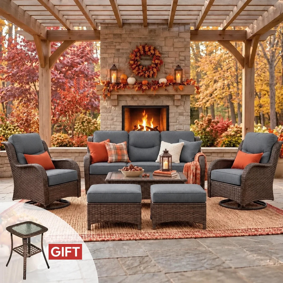 Hawthorne 6 Pieces Outdoor Wicker Sofa Set With Ergonomic backrest Design & Comfort Cushions