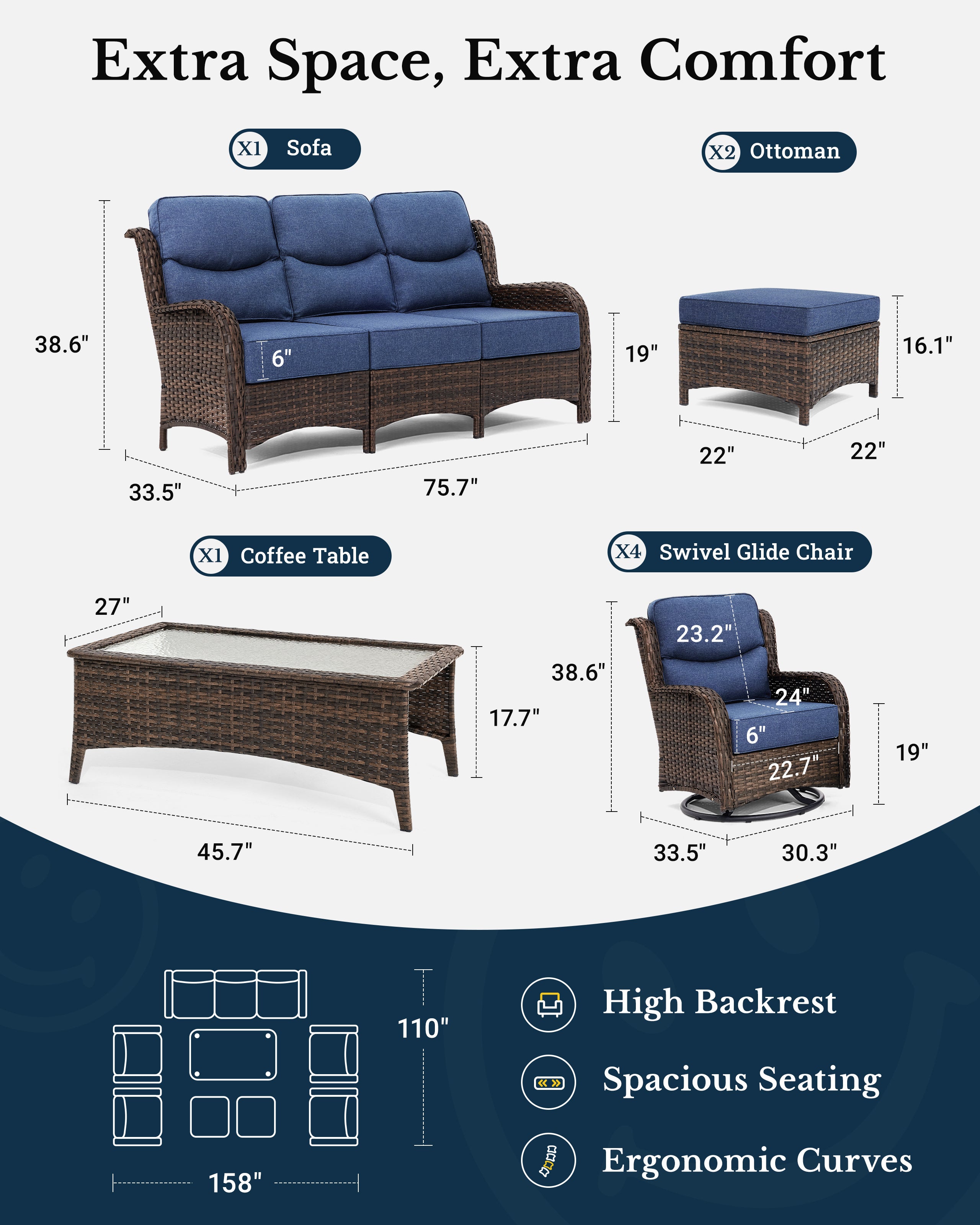 8 Pieces Sofa Set