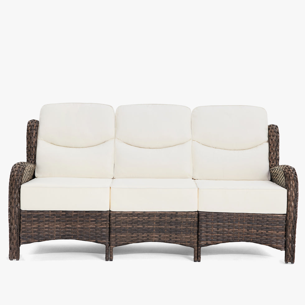 Hawthorne Patio Rattan 3 Seater Sofa With High Back Design & 6-Inch Cushions