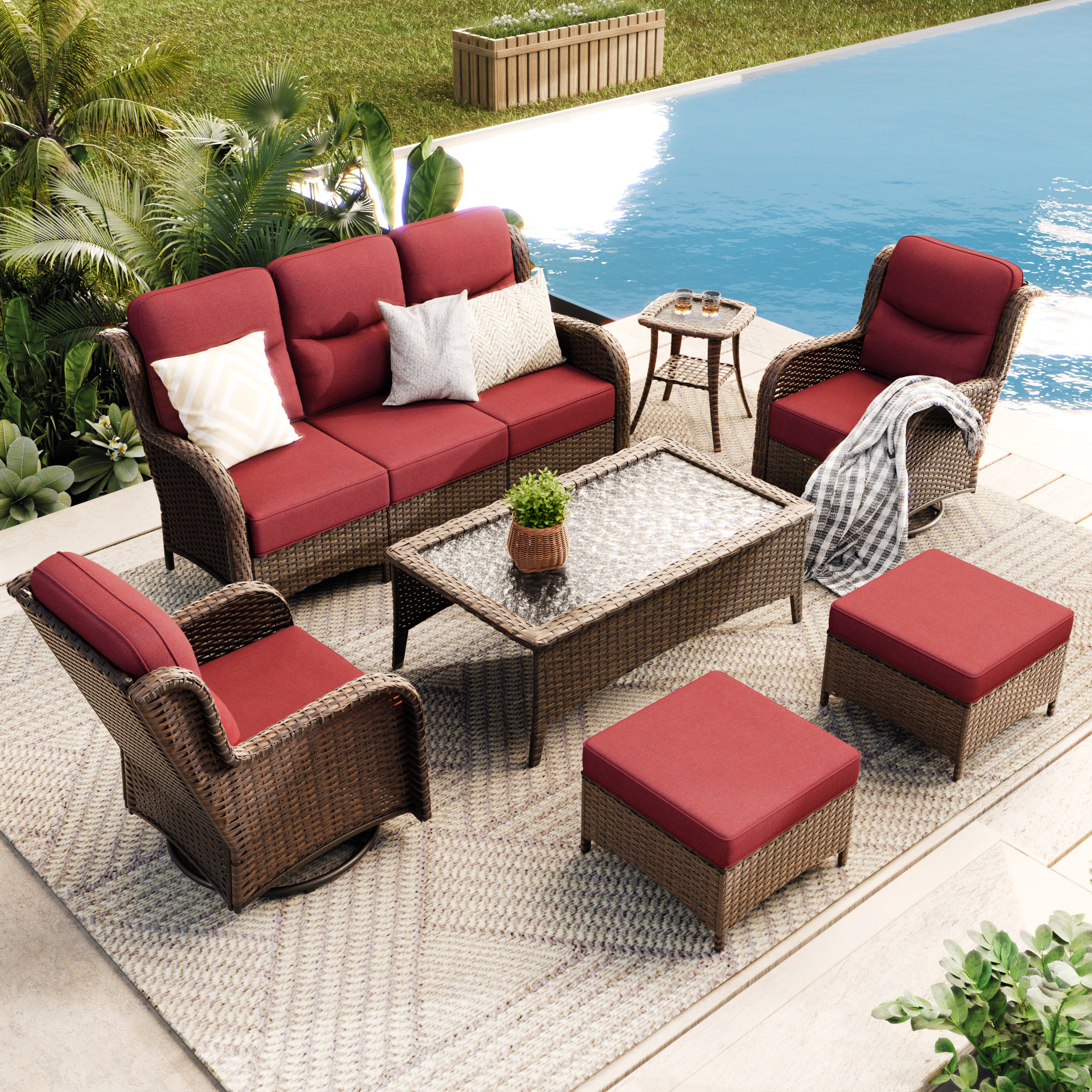 Hawthorne 7 Pieces Sofa Set Red