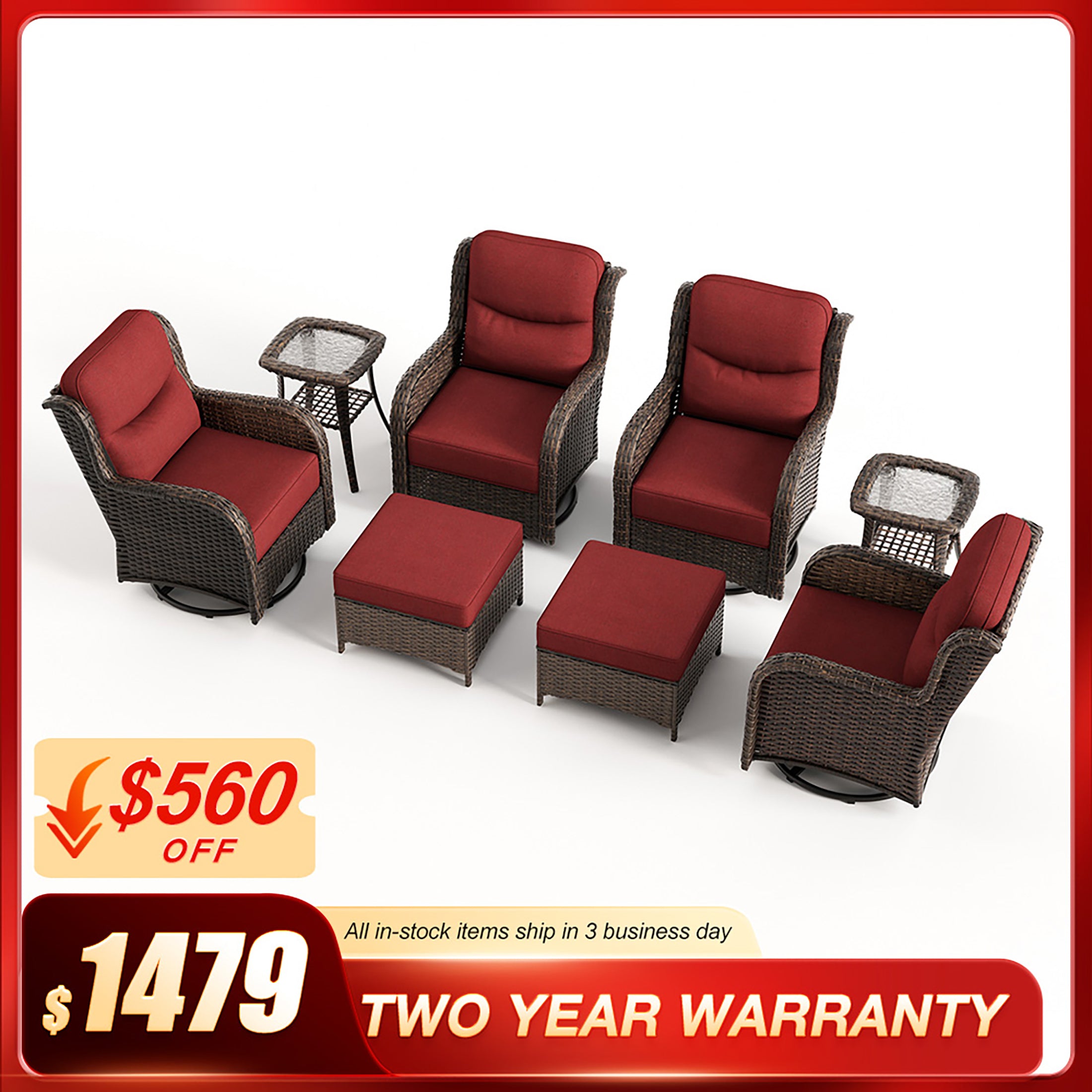 Hawthorne 4 Seater Conversation Sets With Ottomans