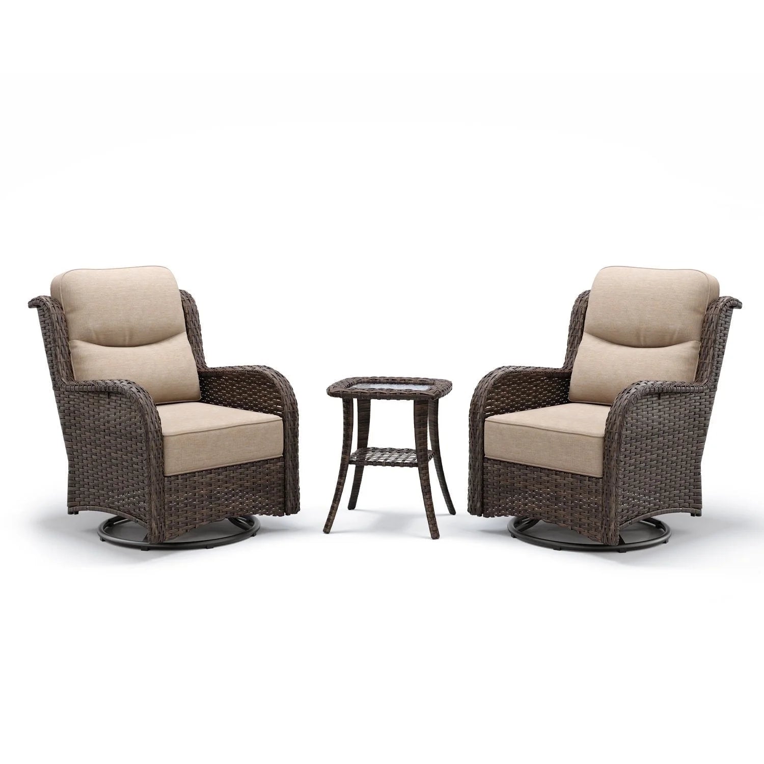 Hawthorne Swivel Glider Chairs Conversation Set Sand