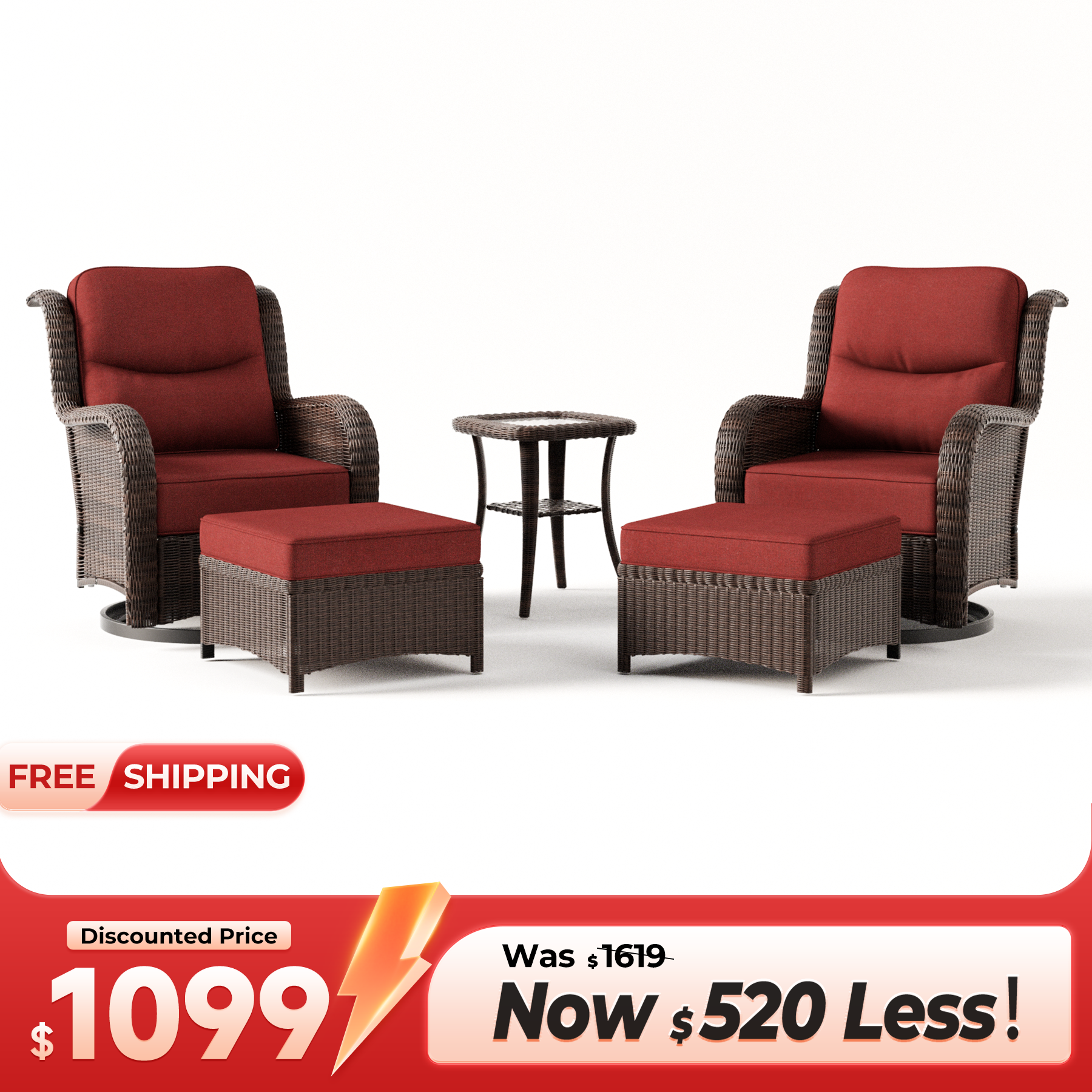 Ardenelle Conversation Set With Ottomans