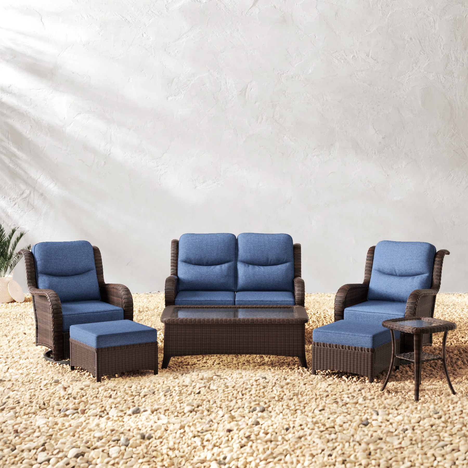 Ardenelle Patio Loveseat Set With Tables