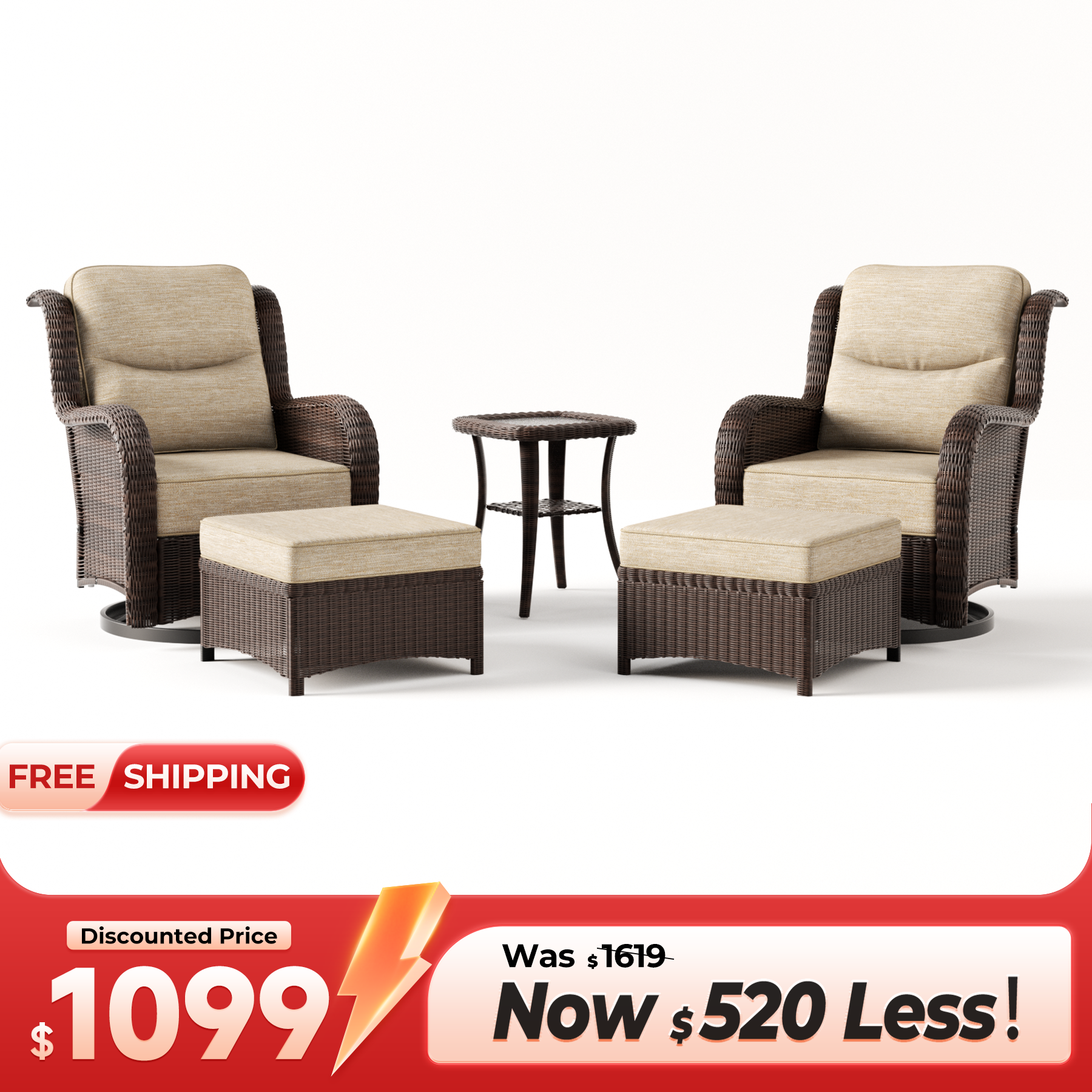 Ardenelle Conversation Set With Ottomans