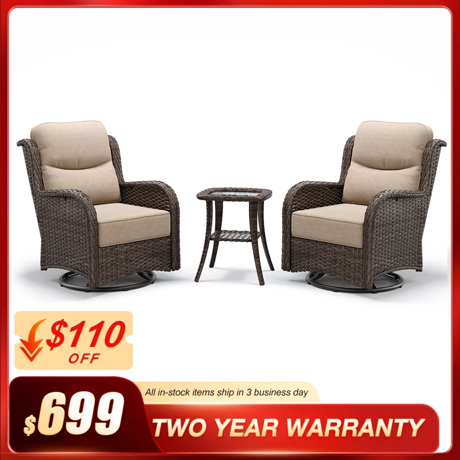 Hawthorne Swivel Glider Chairs Conversation Set