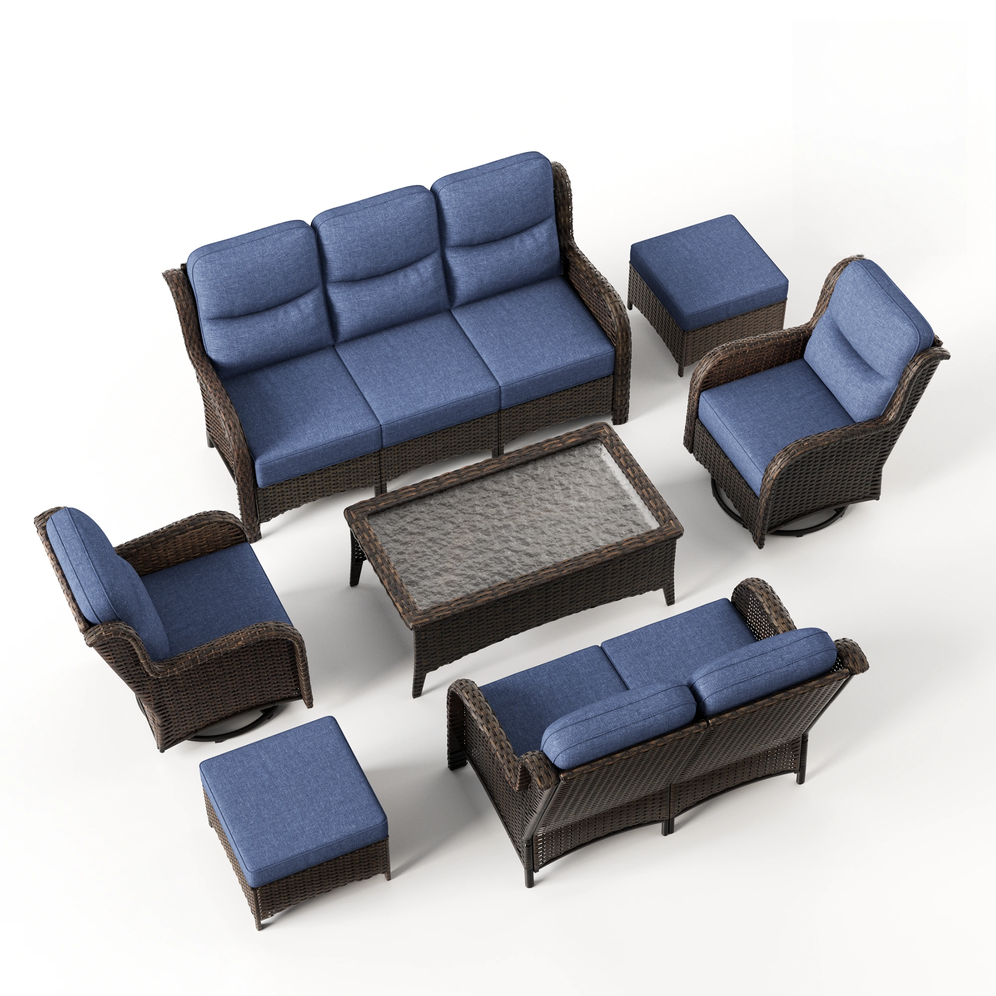 Hawthorne 7 Piece Patio Wicker Furniture Set With 3 Seater Sofa And Loveseat