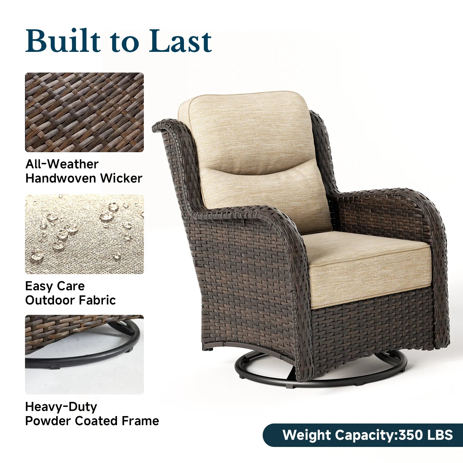 Hawthorne Swivel Glider Chairs Conversation Set Sand