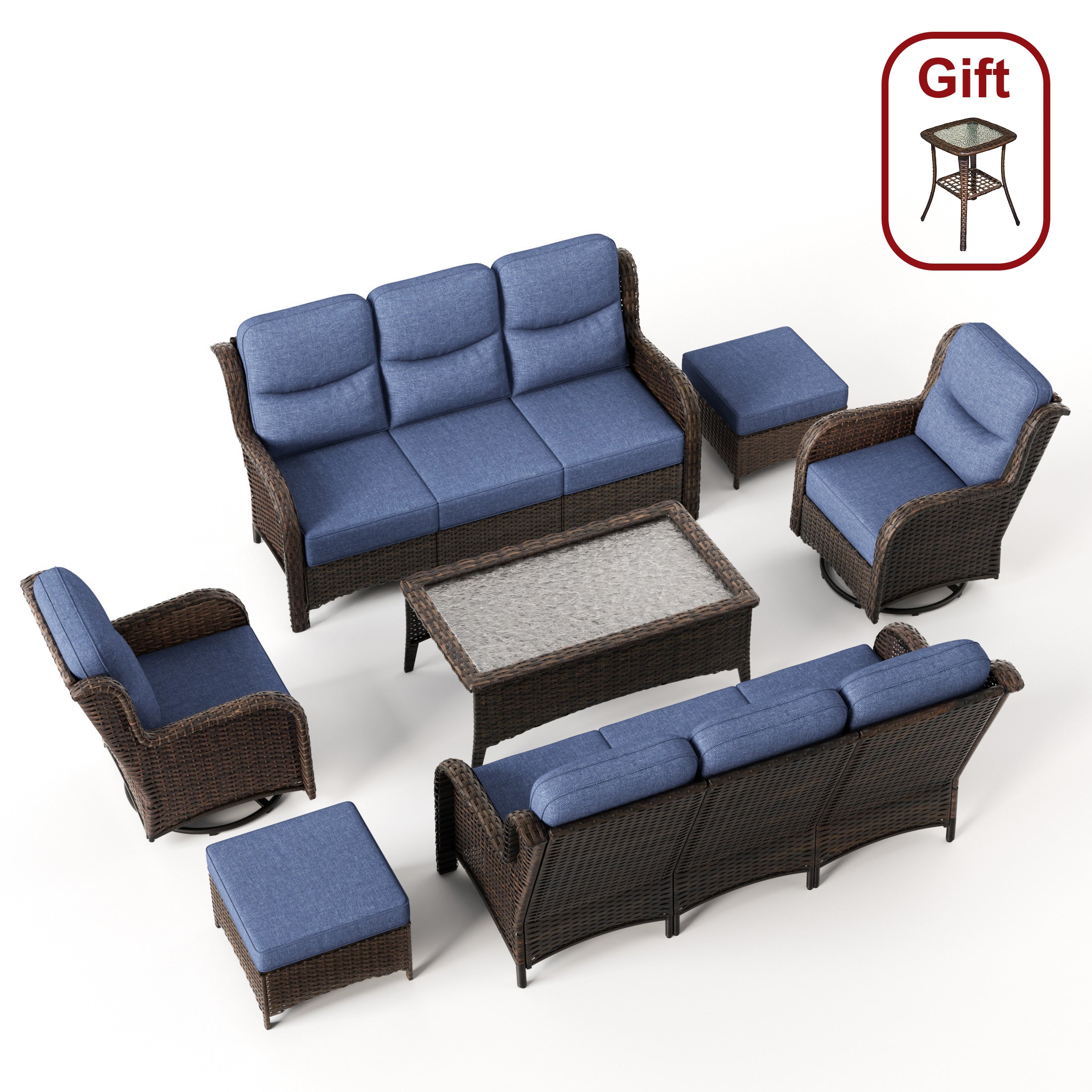 Hawthorne 7 Pieces Outdoor Wicker Sofas & Chairs Set With Ergonomic backrest Design & Comfort Cushions