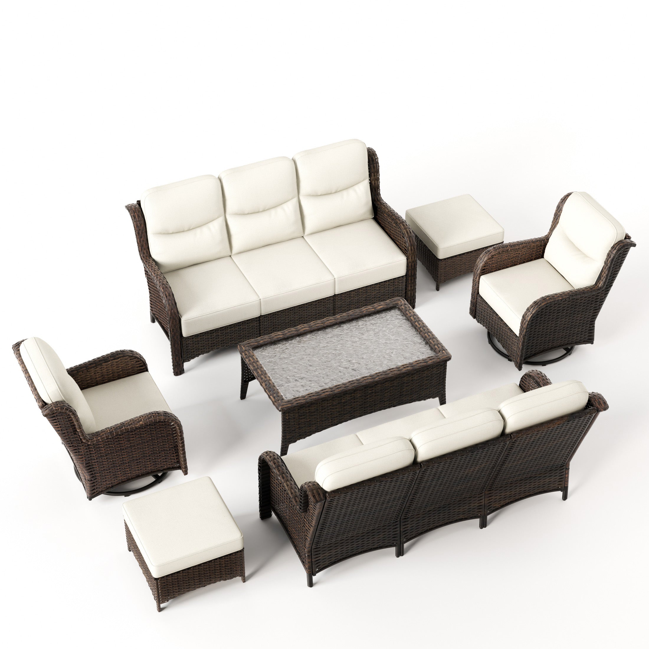 Hawthorne 7 Pieces Outdoor Wicker Sofas & Chairs Set With Ergonomic backrest Design & Comfort Cushions