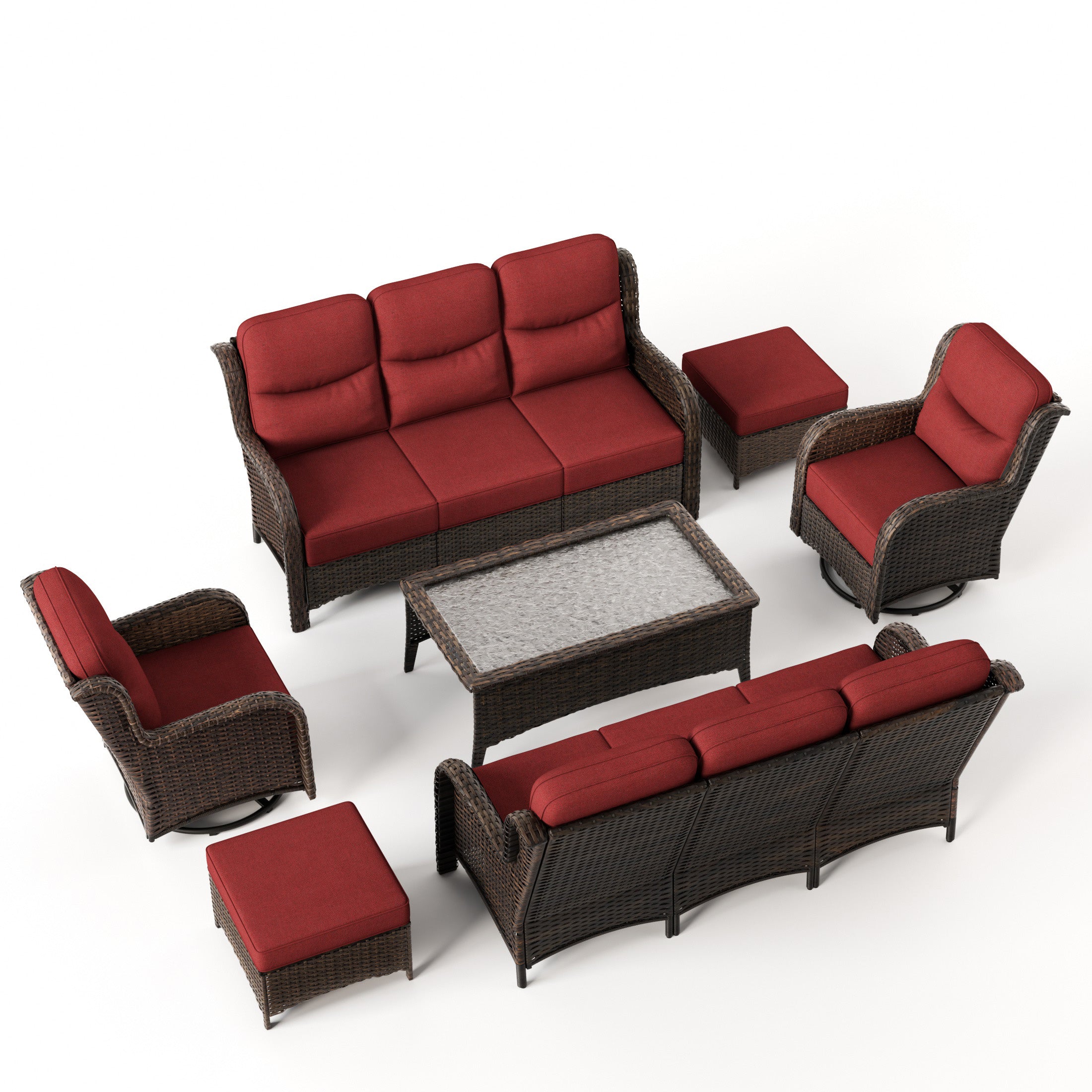 Hawthorne 7 Pieces Outdoor Wicker Sofas & Chairs Set With Ergonomic backrest Design & Comfort Cushions
