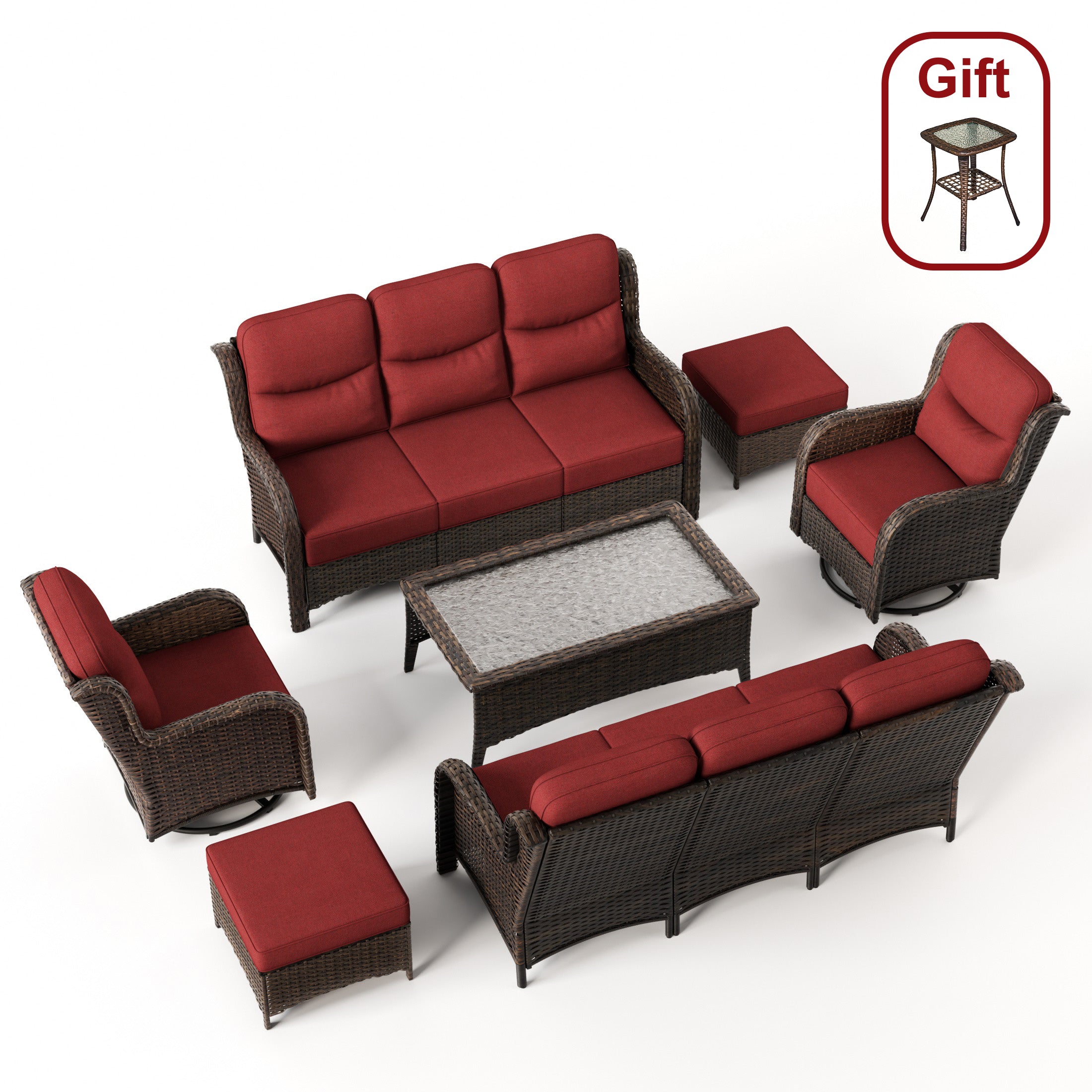 Hawthorne 7 Pieces Outdoor Wicker Sofas & Chairs Set With Ergonomic backrest Design & Comfort Cushions