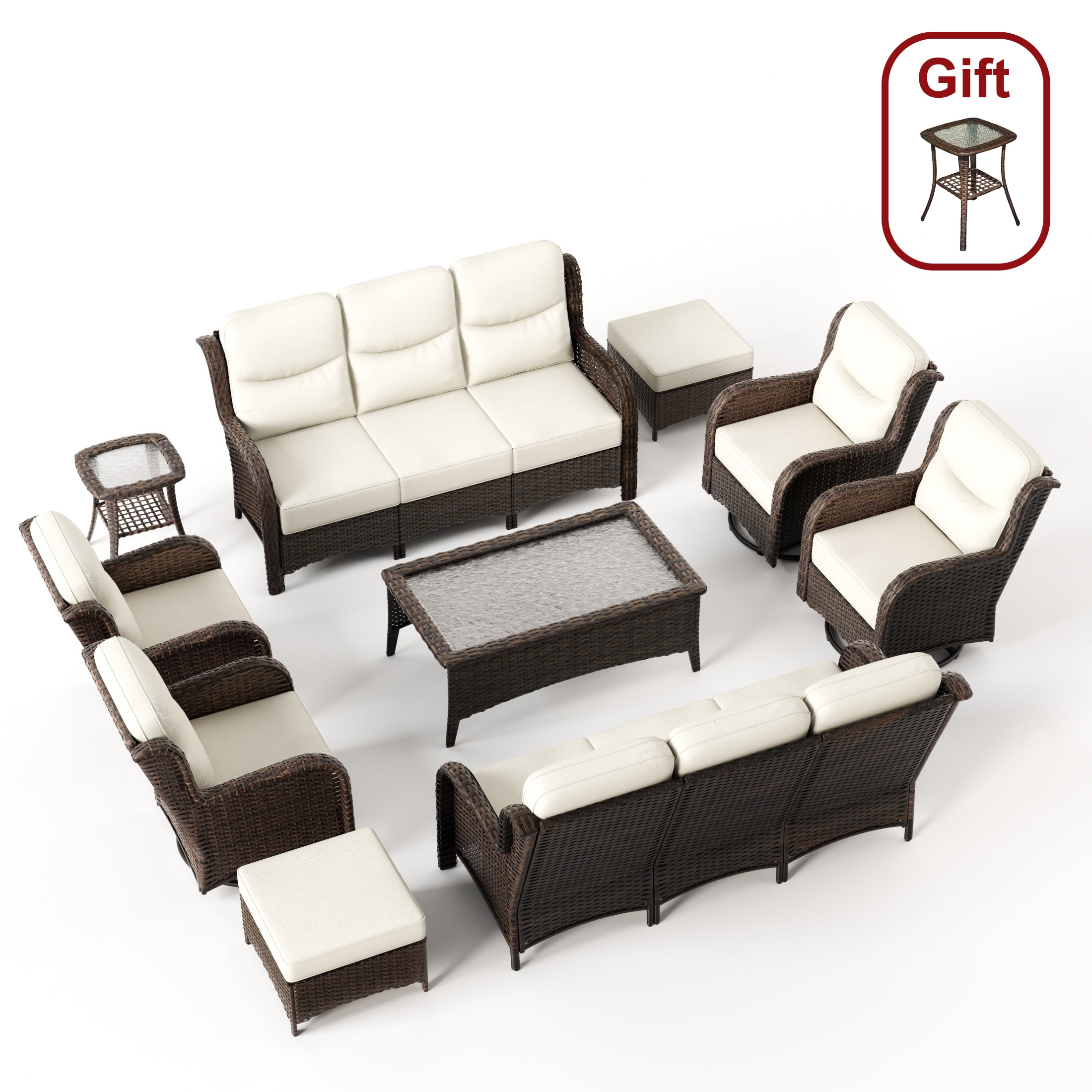 Hawthorne 8 Pieces All Weather Outdoor Wicker Sofa Set with Tables and Cushions for Backyard