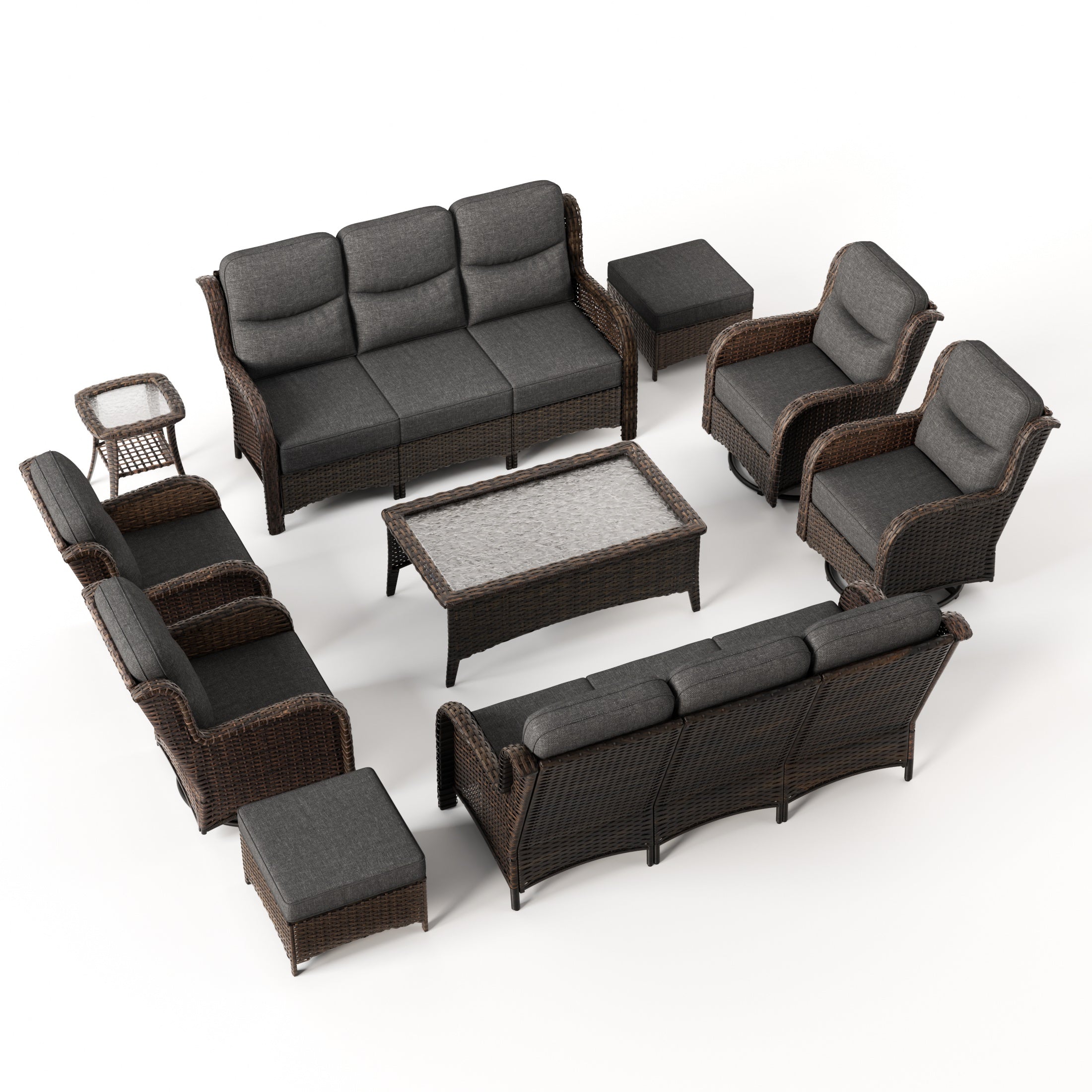 Hawthorne 8 Pieces All Weather Outdoor Wicker Sofa Set with Tables and Cushions for Backyard