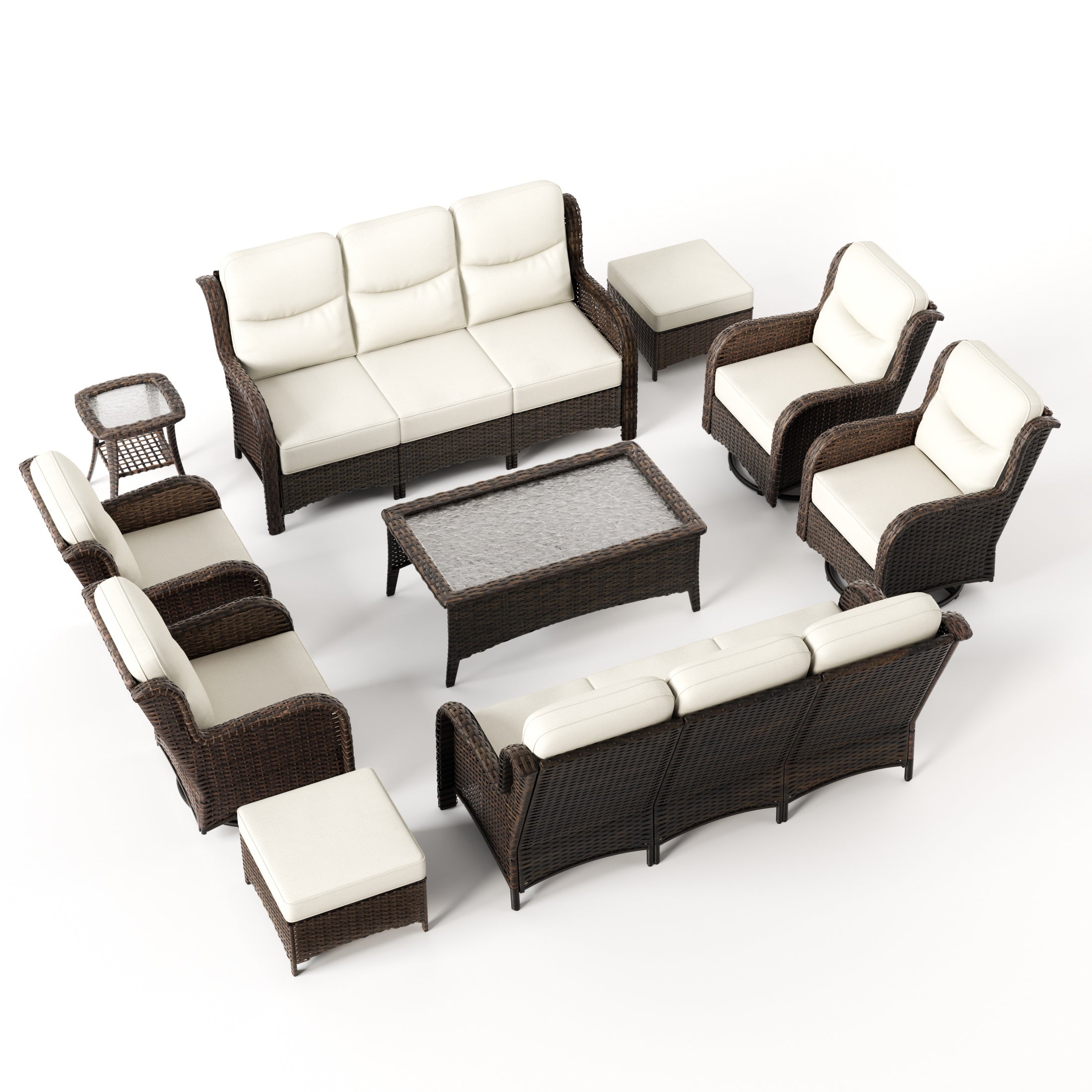 Hawthorne 8 Pieces All Weather Outdoor Wicker Sofa Set with Tables and Cushions for Backyard