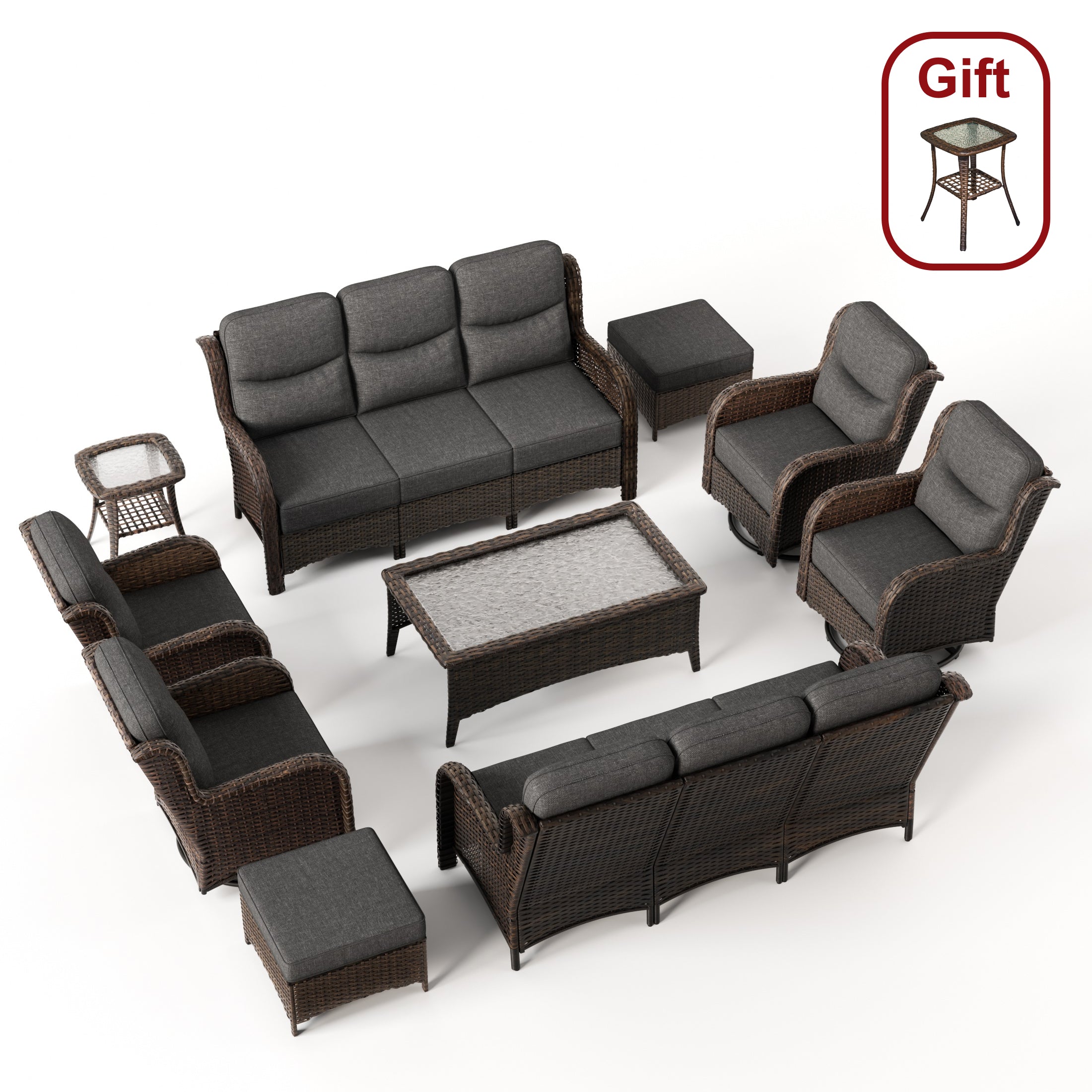 Hawthorne 8 Pieces All Weather Outdoor Wicker Sofa Set with Tables and Cushions for Backyard