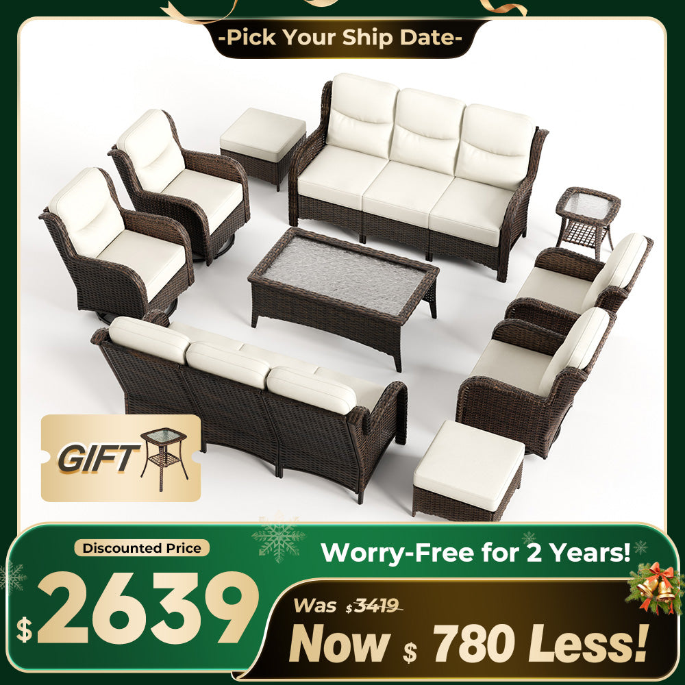 Hawthorne 8 Pieces All Weather Outdoor Wicker Sofa Set with Tables and Cushions for Backyard