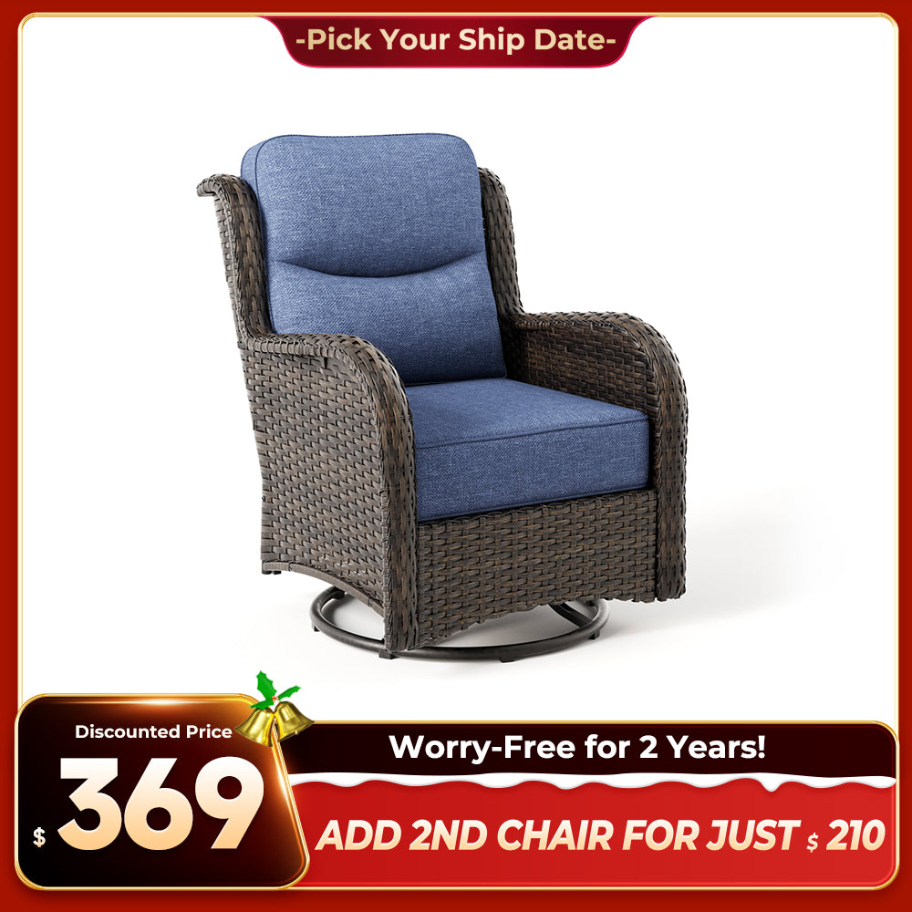 Hawthorne 360° Swivel Outdoor Wicker Gliding Chair With 6-Inch Cushion & Sturdy Base