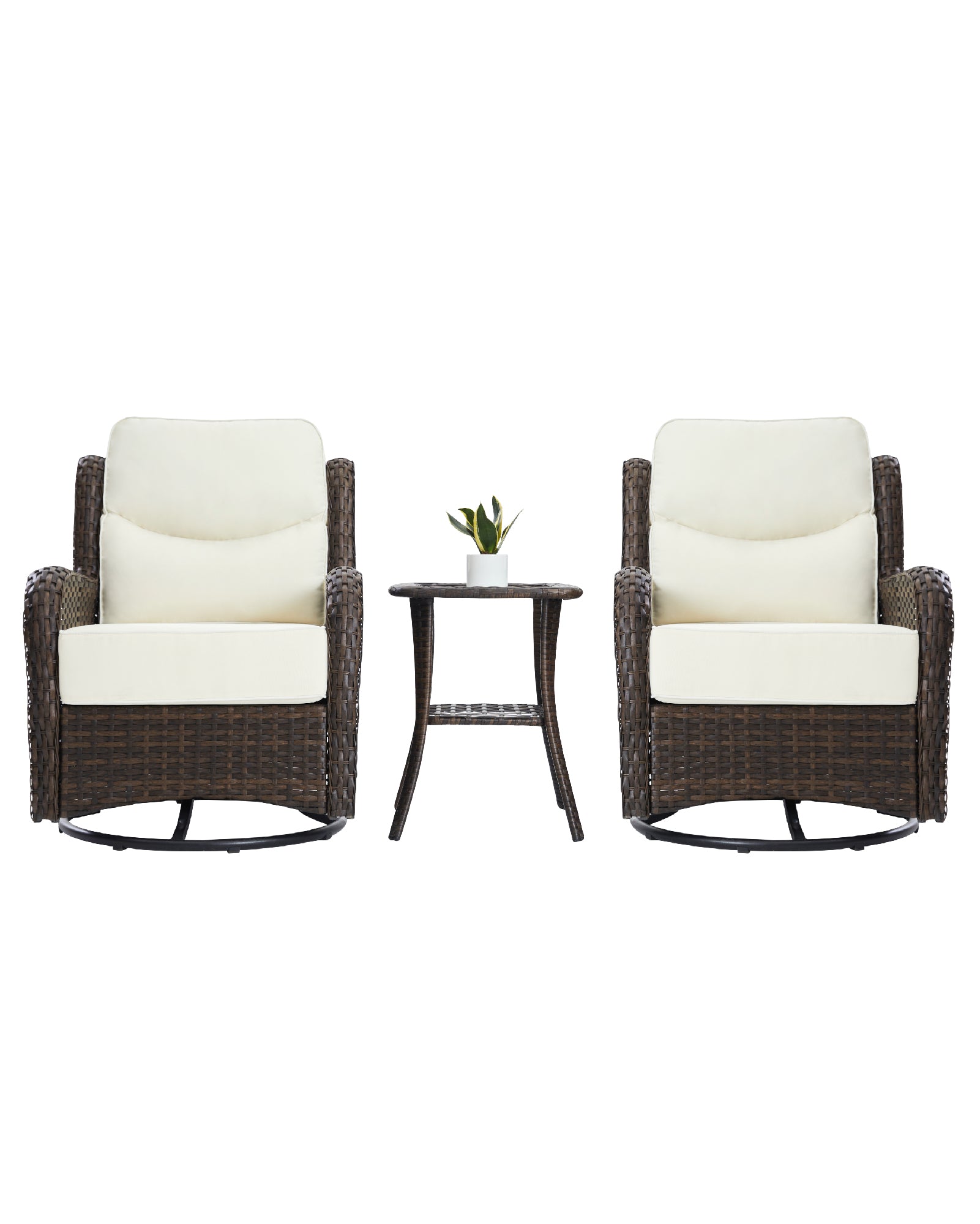 Swivel Glider White Chairs Conversation Set V2