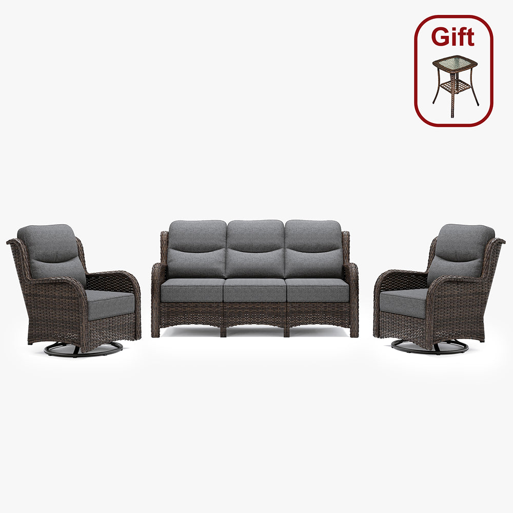 Hawthorne 5 Seater Patio Rattan Sofa Set with Swivel Chairs