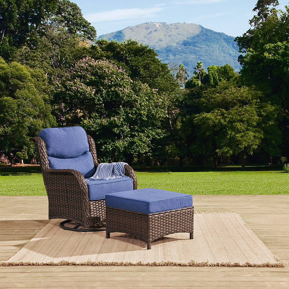 Hawthorne 360° Swivel Outdoor Wicker Gliding Chair With 6-Inch Cushion & Sturdy Base