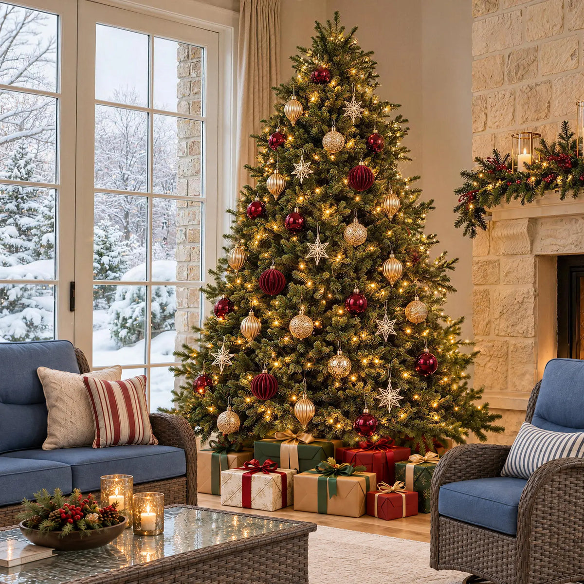 7.5 ft Pre-Lit Fraser Fir Christmas Tree Colored LED