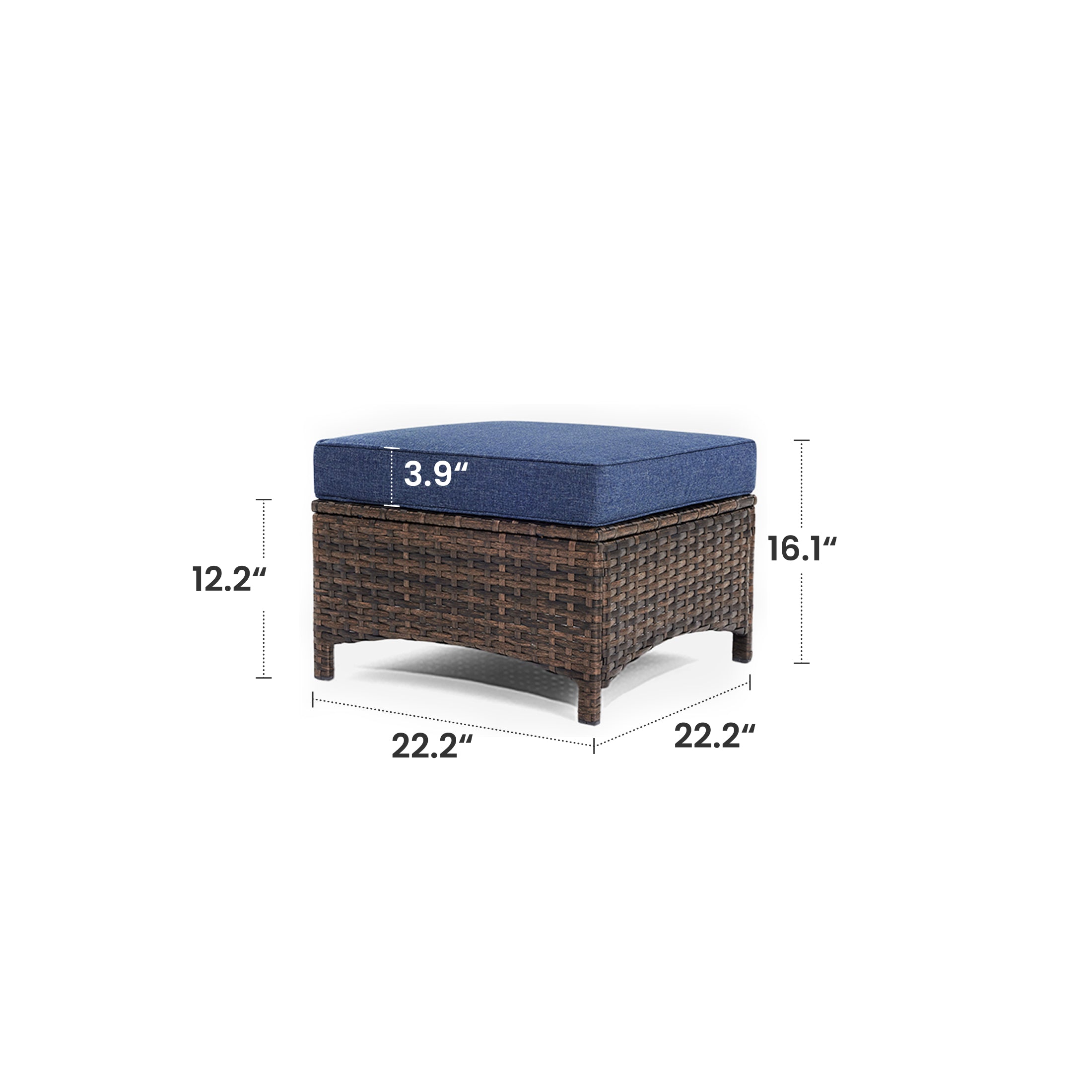 Hawthorne 2 Pack Multifunctional Outdoor Wicker Ottomans for Sofa and Chairs
