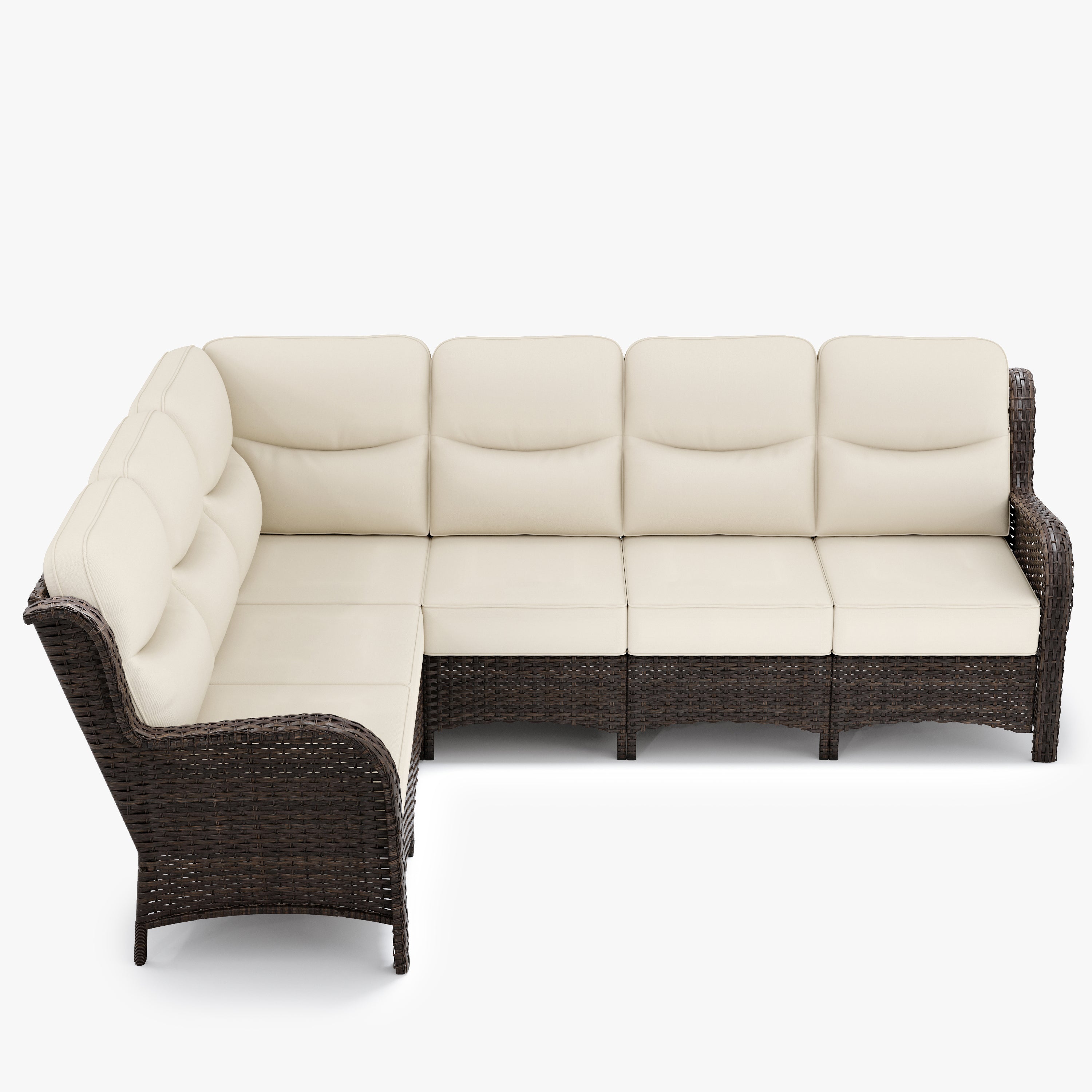 Outdoor 6 Seater L-shaped White Sectional