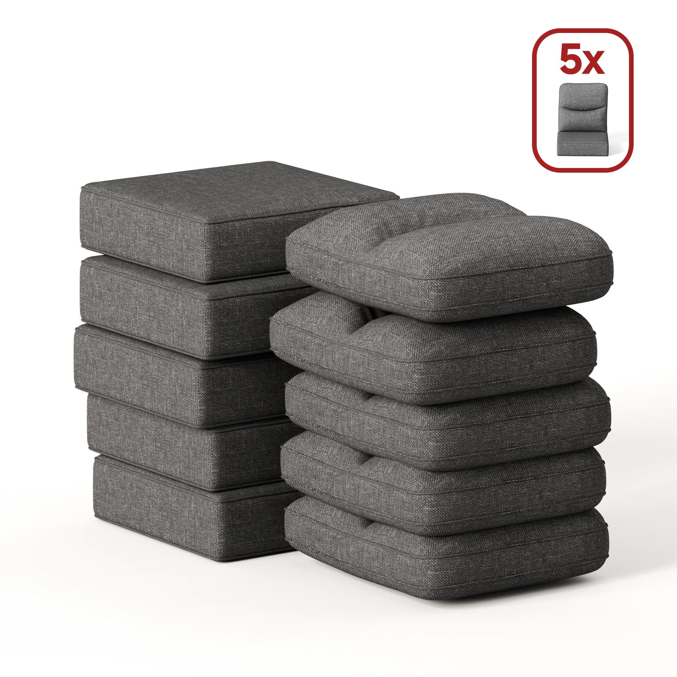 5 Pack 6-Inch Thick Outdoor Furniture Cushions Set for Patio Sofa and Chairs