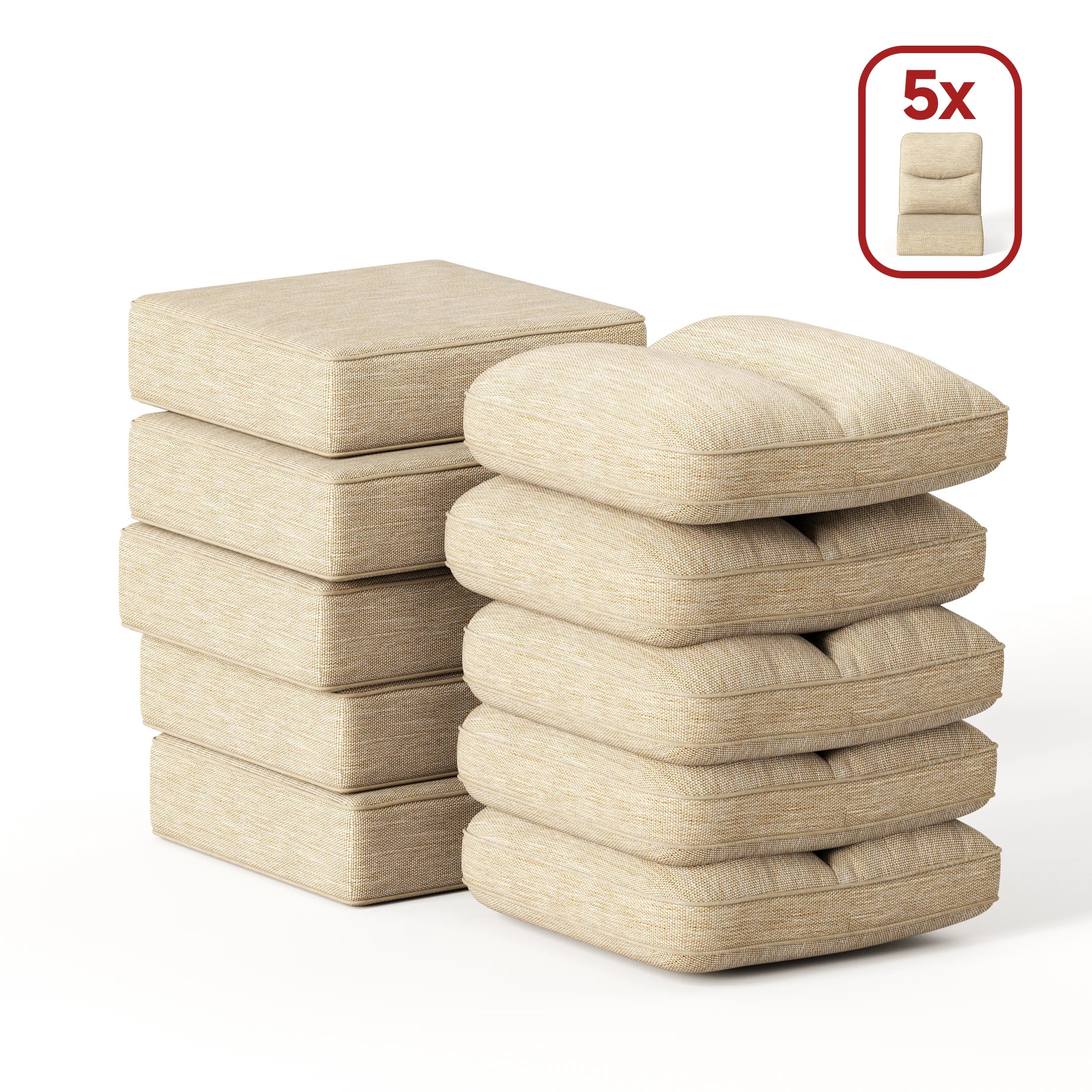 5 Pack 6-Inch Thick Outdoor Furniture Cushions Set for Patio Sofa and Chairs