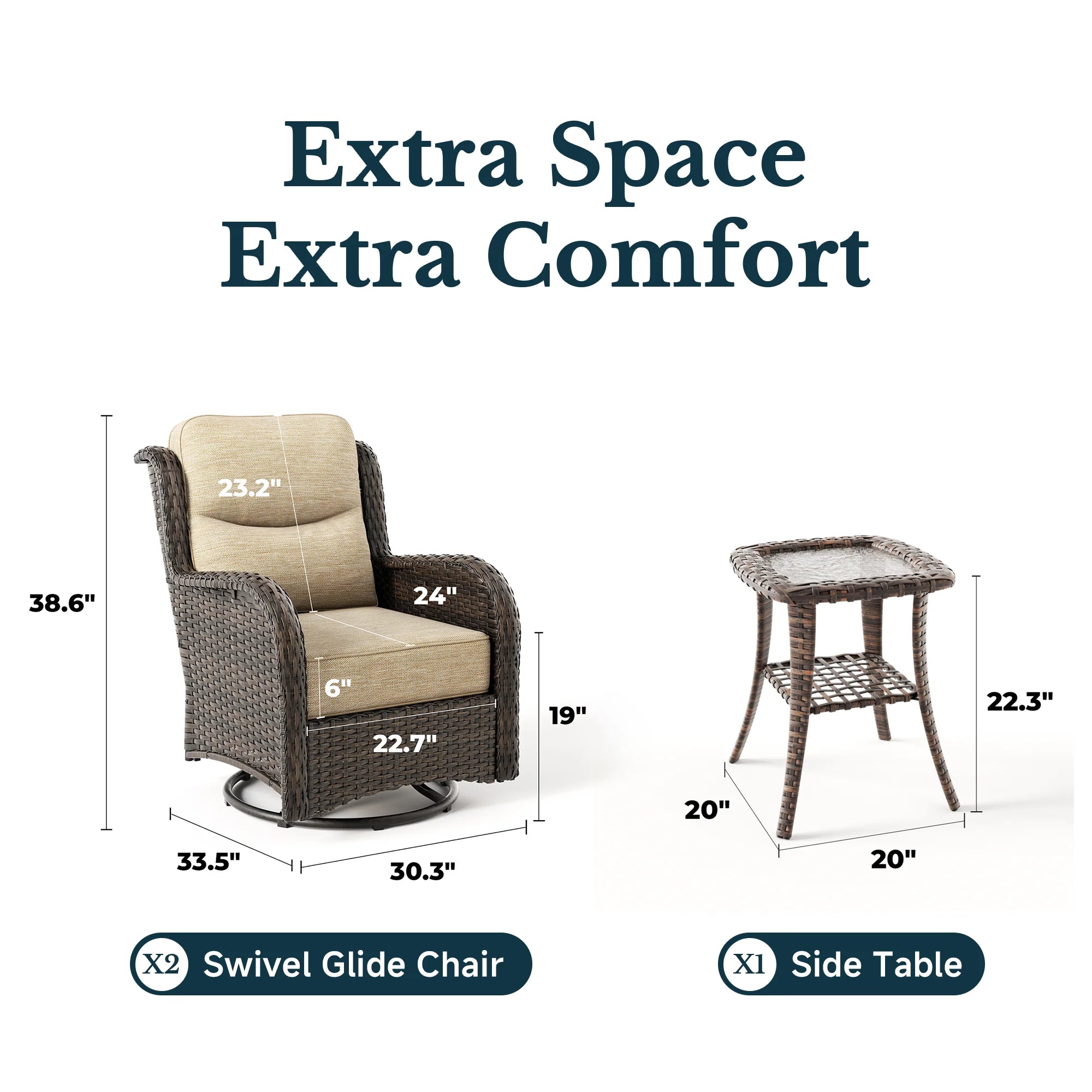Hawthorne Swivel Glider Chairs Conversation Set Sand