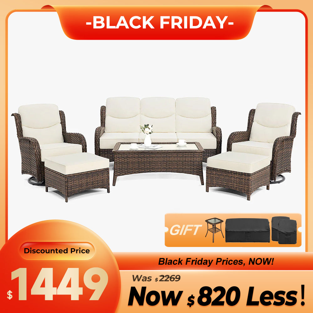 Hawthorne 9 Piece All Weather Outdoor Wicker Furniture Set With Removable Black Covers