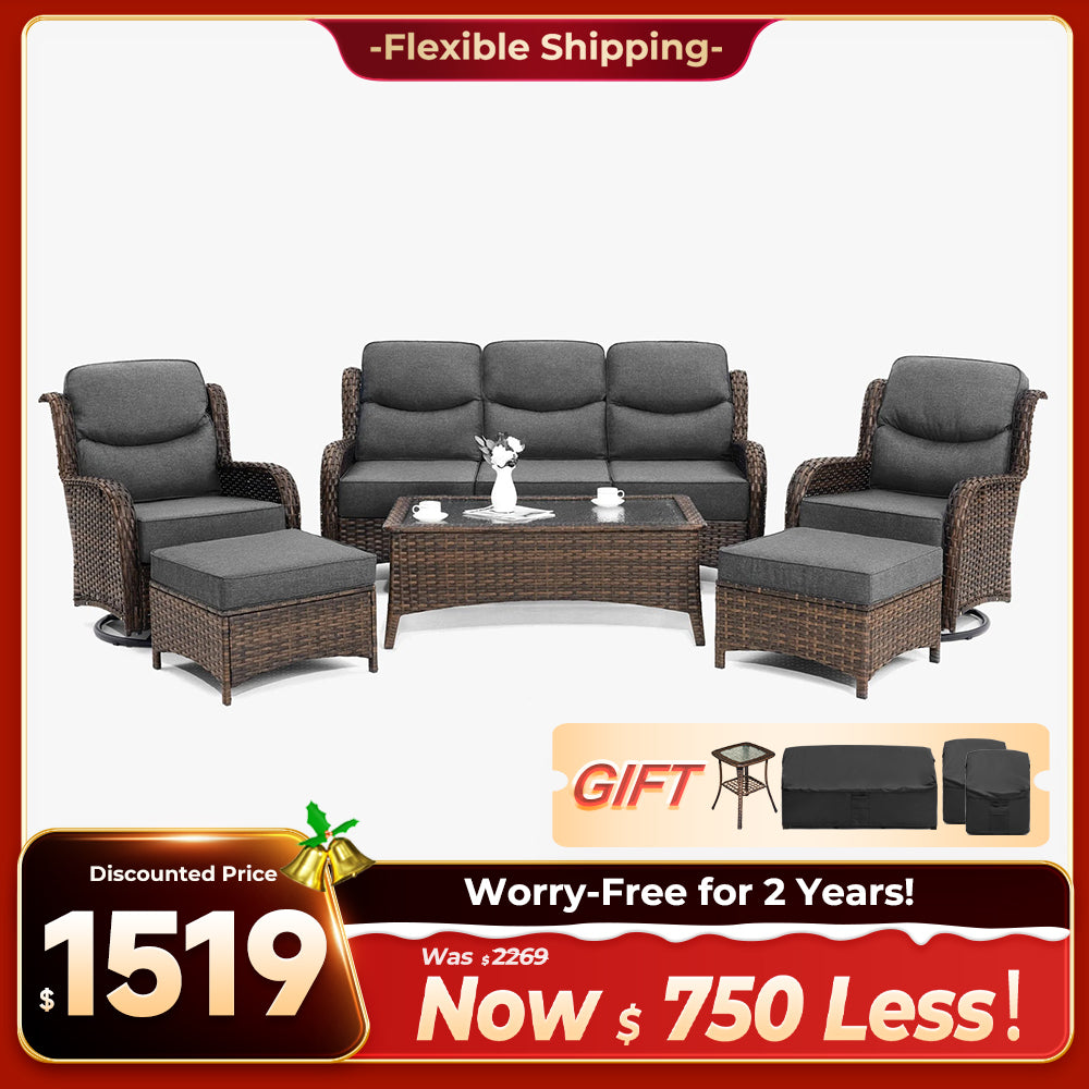 Hawthorne 9 Piece All Weather Outdoor Wicker Furniture Set With Removable Black Covers
