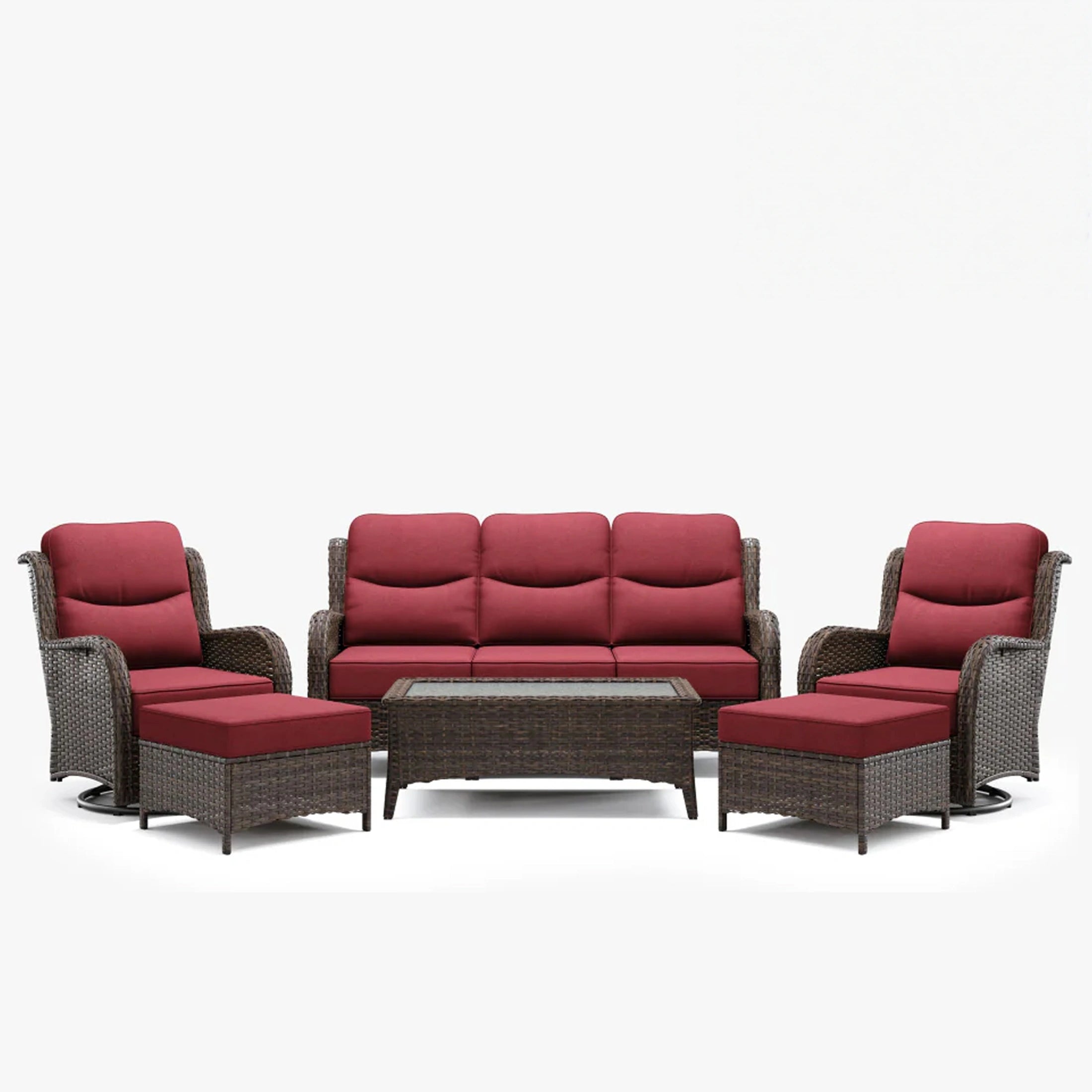 Hawthorne 9 Piece All Weather Outdoor Wicker Furniture Set With Removable khaki Covers